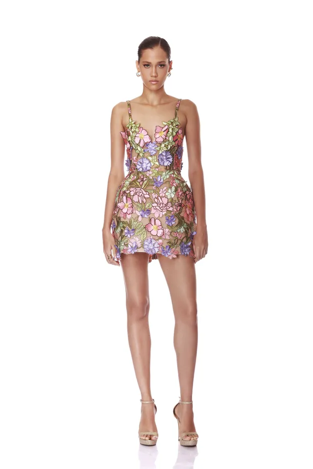 Bronx and Banco Iris Floral Aria sukienka mini różowa
