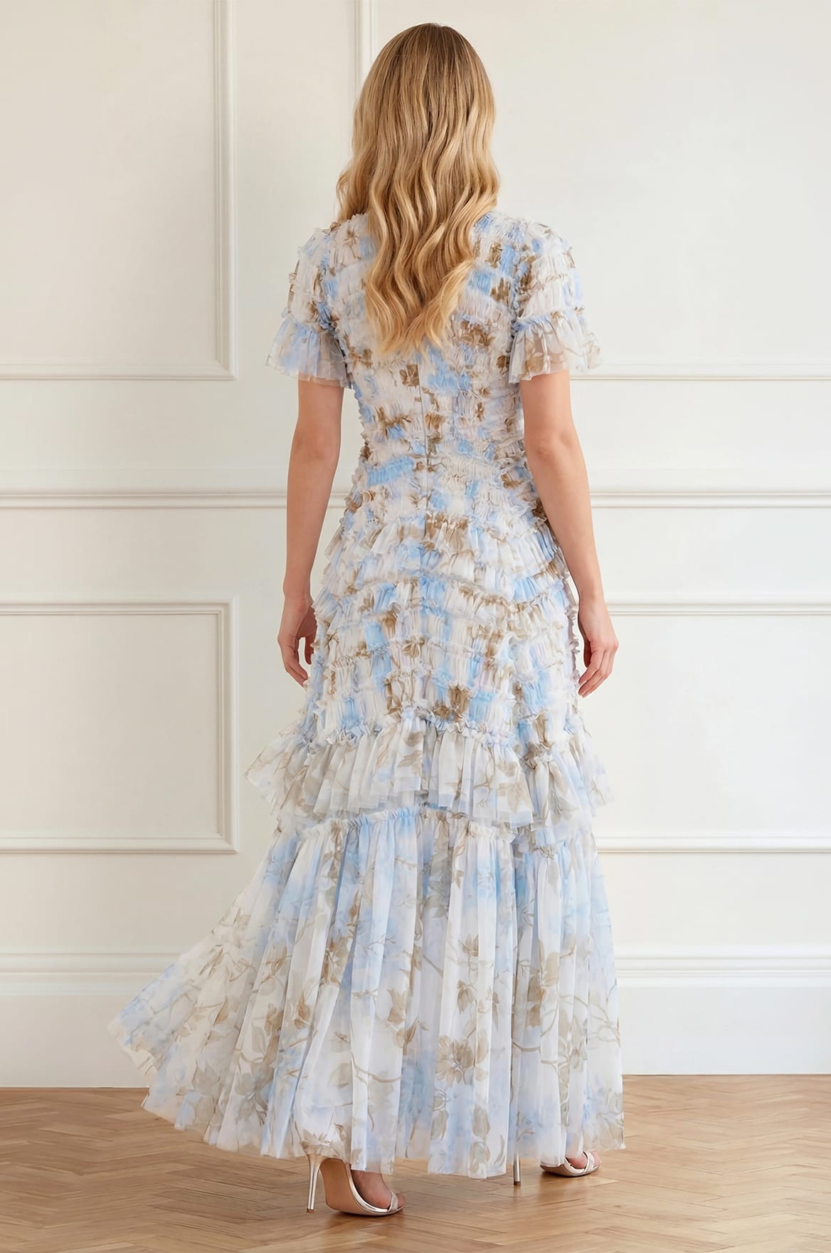 Needle & Thread Valentine Ruffle sukienka maxi white wisteria