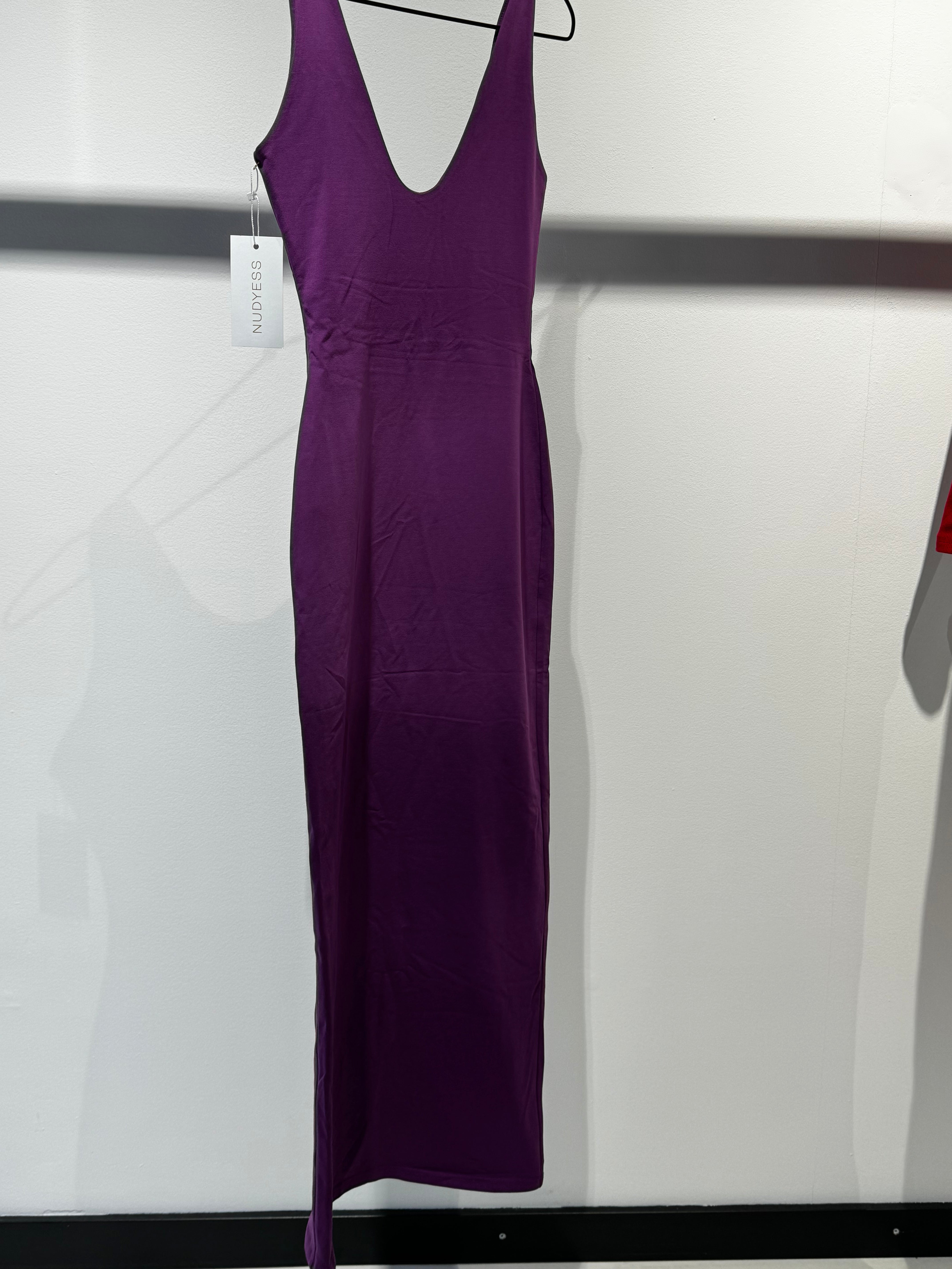 Nudyess Magy w657 sukienka maxi fioletowa bawełniana