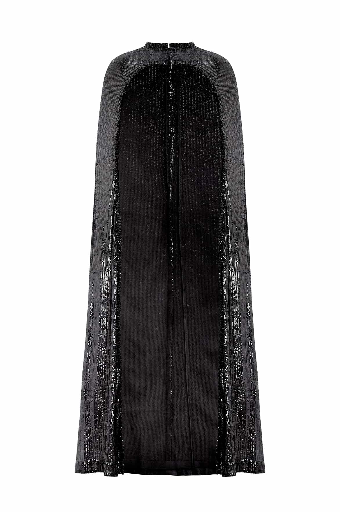 Needle & Thread Amora Long Cape peleryna czarna cekiny