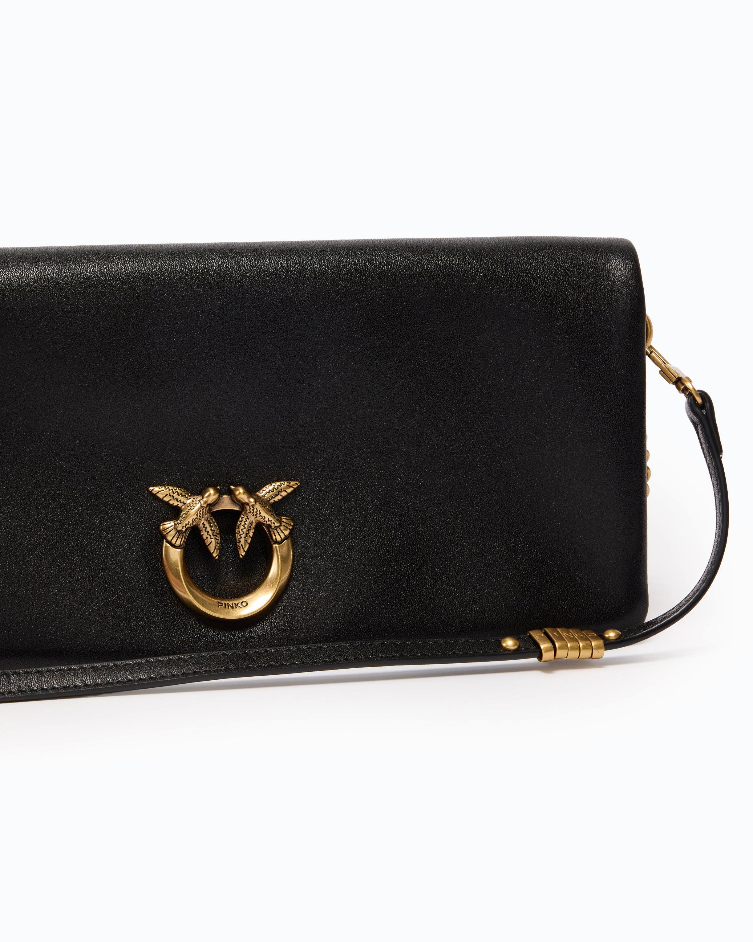 Pinko Love Bag Click Soft kopertówka czarna skóra