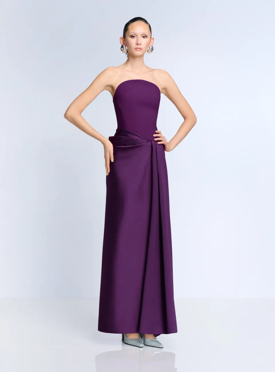 Solace London The Seri Maxi Dress sukienka Damson gorsetowa