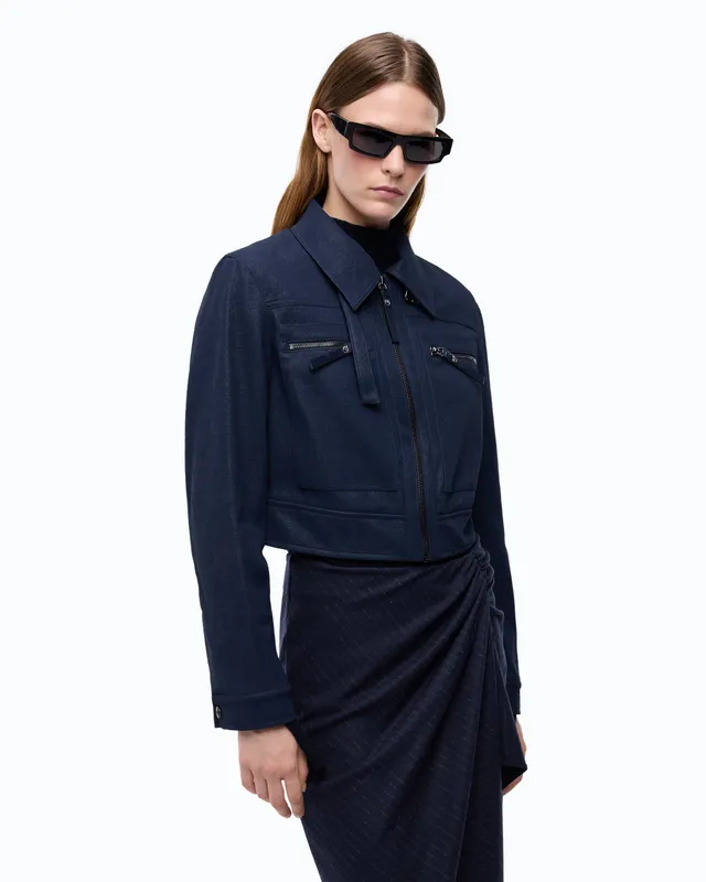 Pinko Arzignano Jacket kurtka niebieska nubuk