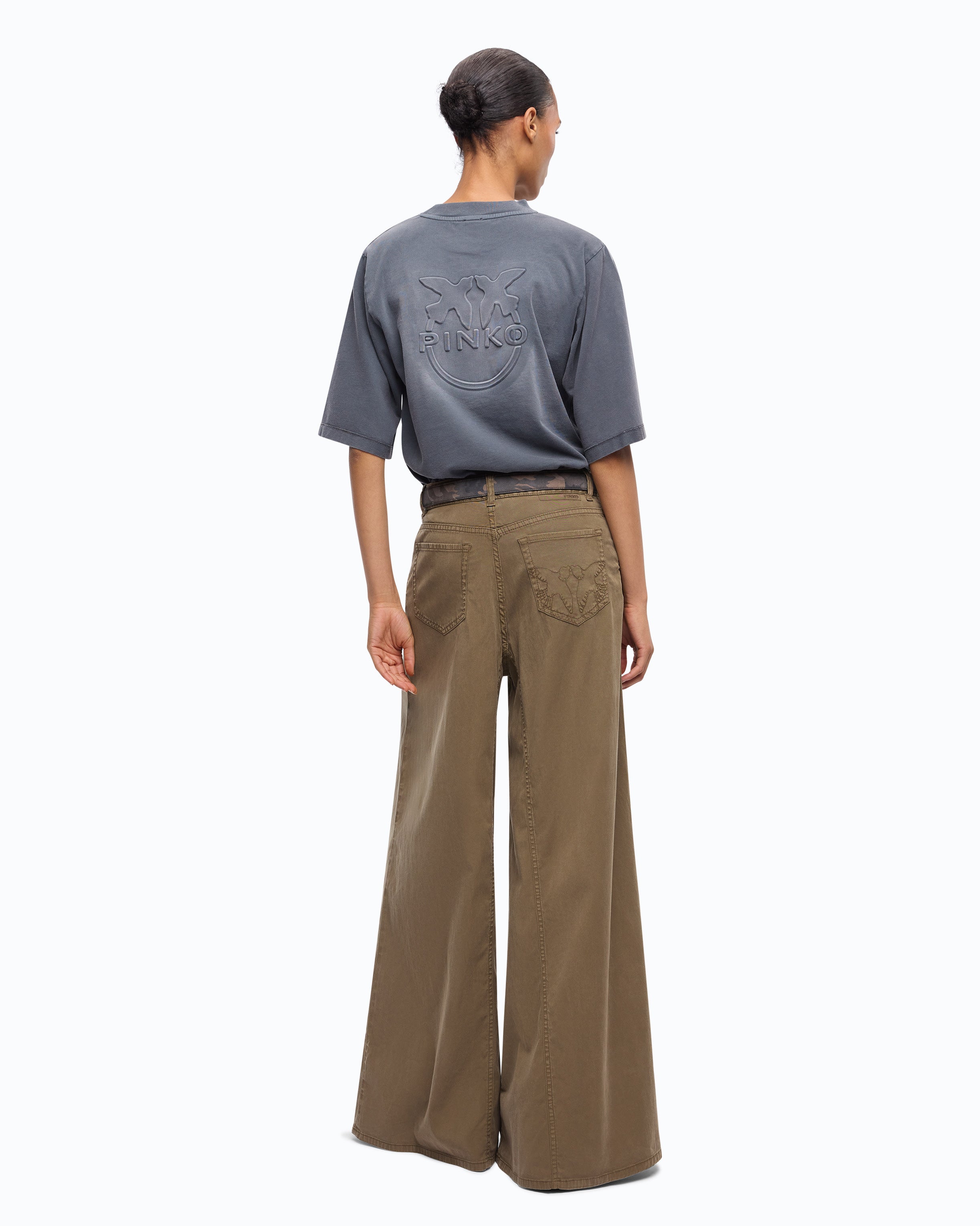Pinko Winona Wide Leg jeans szerokie gabardynowe