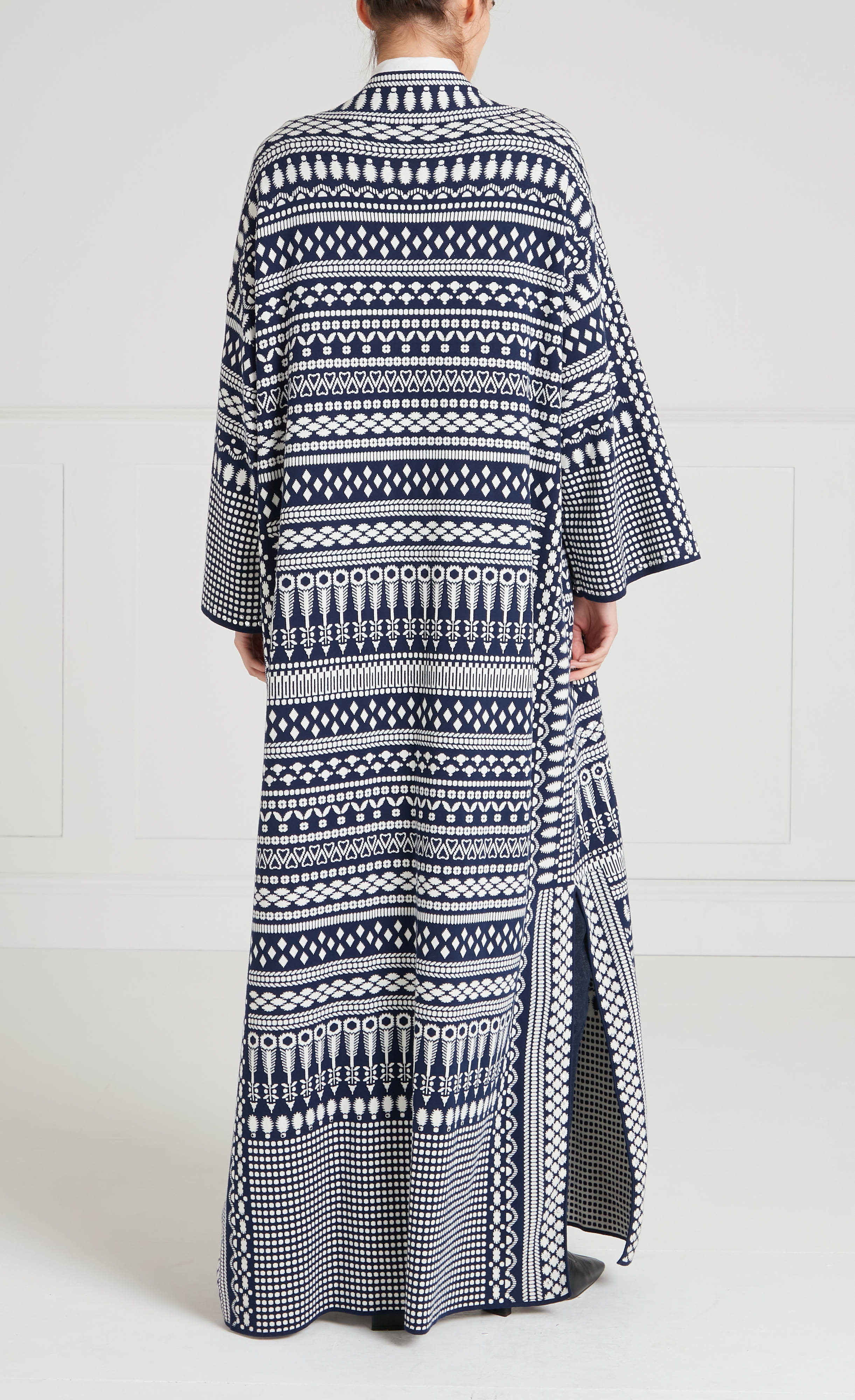 Temperley London Tlalli Knit Coat płaszcz navy silver długi