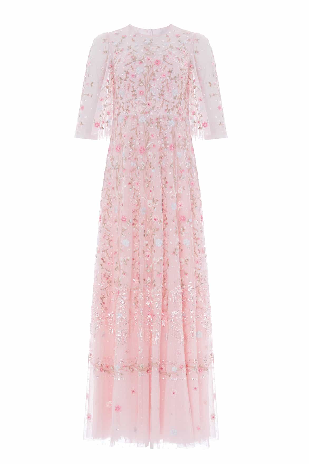 Needle & Thread Rococo Ribbon Round Neck Gown sukienka różowa maxi