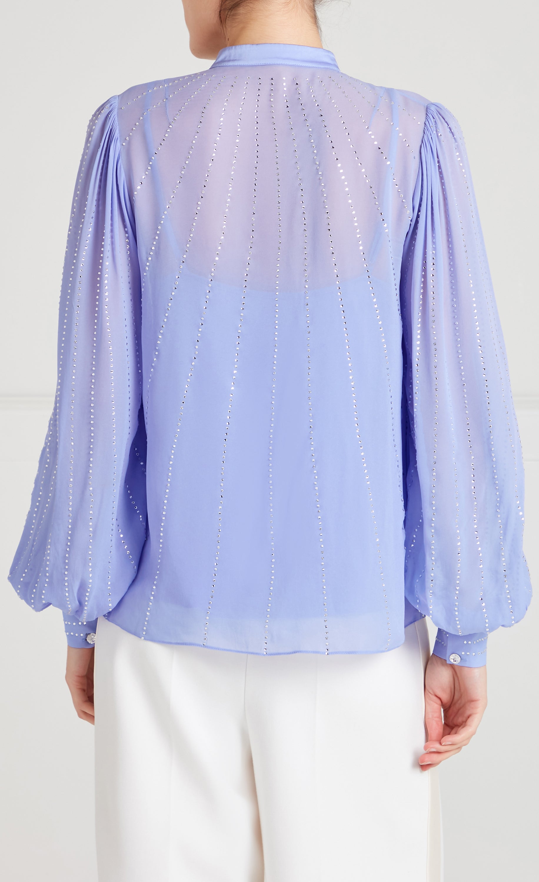 Temperley London Villanelle Shirt koszula Lavender Blue cyrkonie
