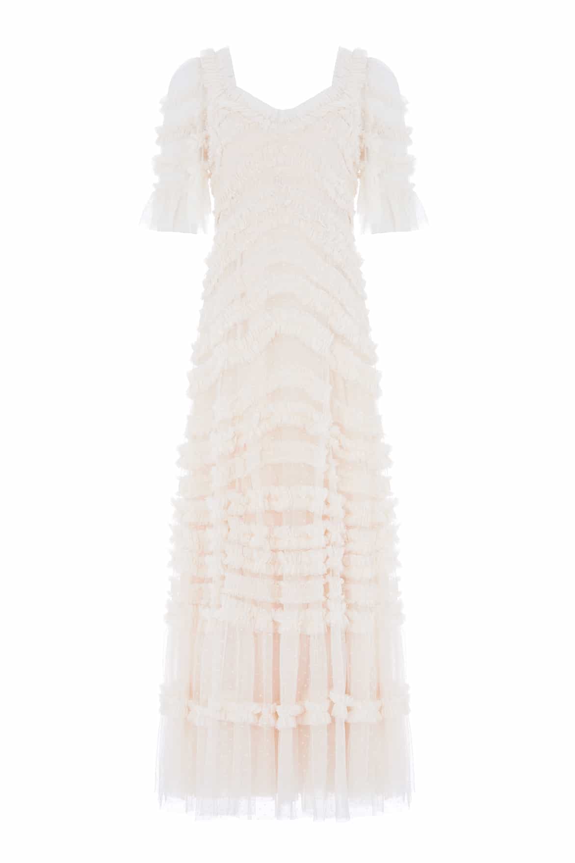Needle & Thread Amara Gown suknia kremowa falbany