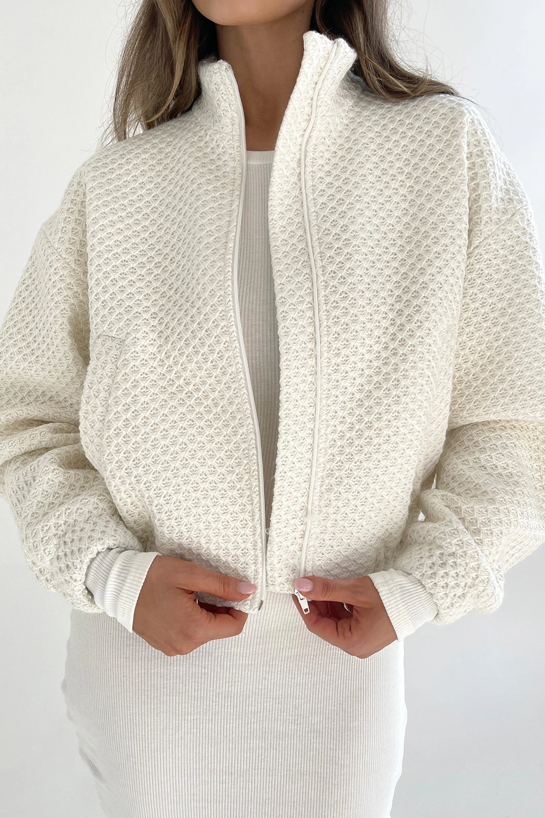 Nudyess Blanco bomber żakardowy ecru