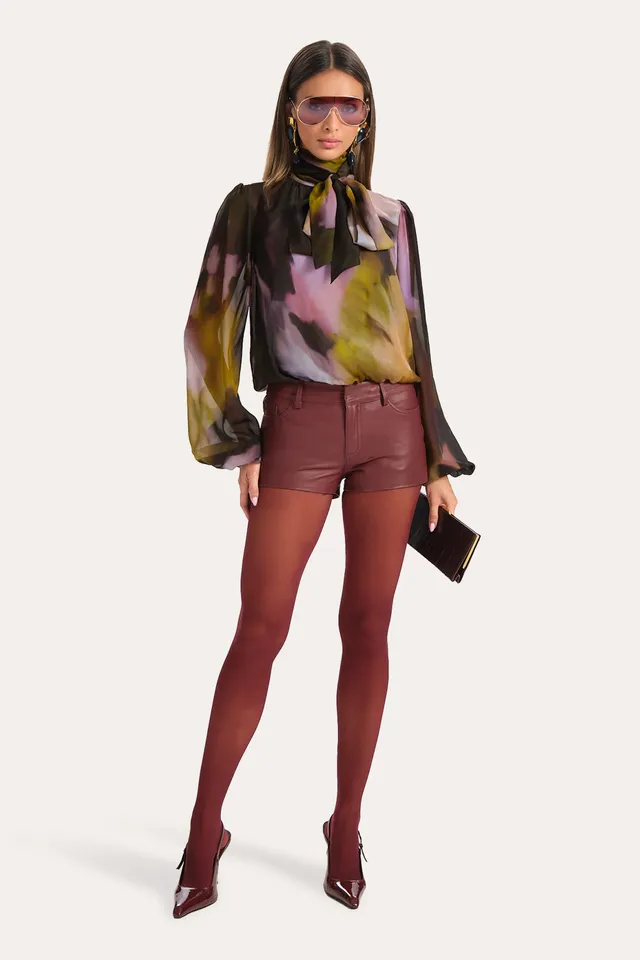 Elie Tahari Blake szorty Jester Red skórzane
