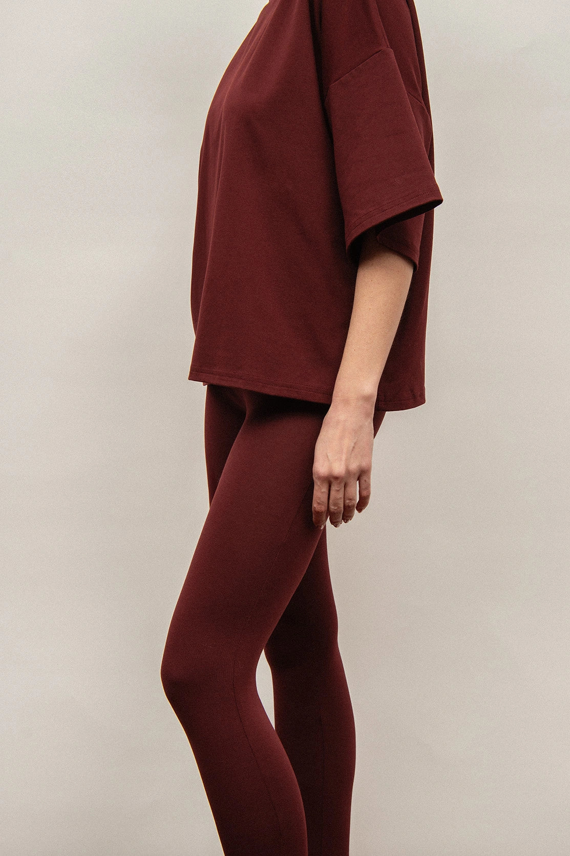 Nudyess Blake legginsy długie burgund bawełniane