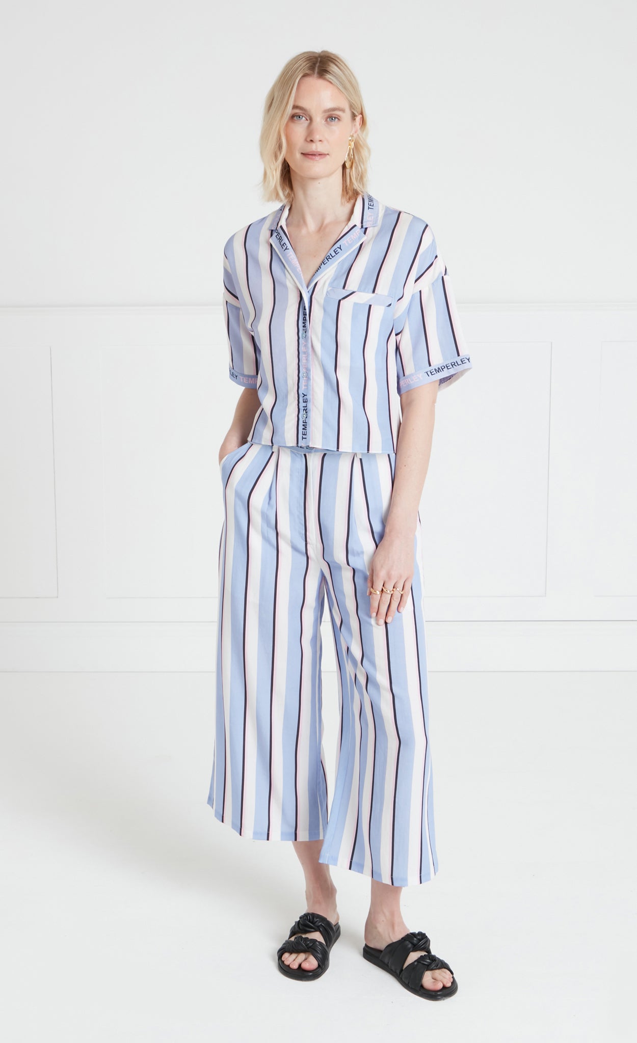 Temperley London Dominique Shirt koszula Blue Mix lyocell