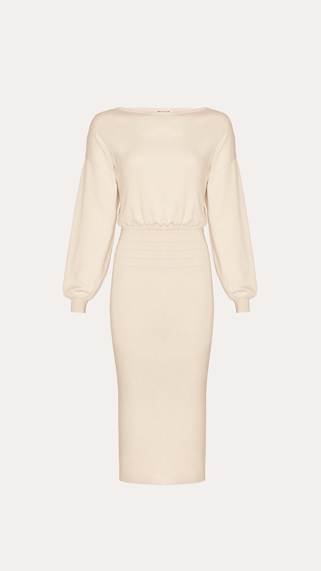 Elie Tahari Milano Yara sukienka midi Ivory dzianinowa