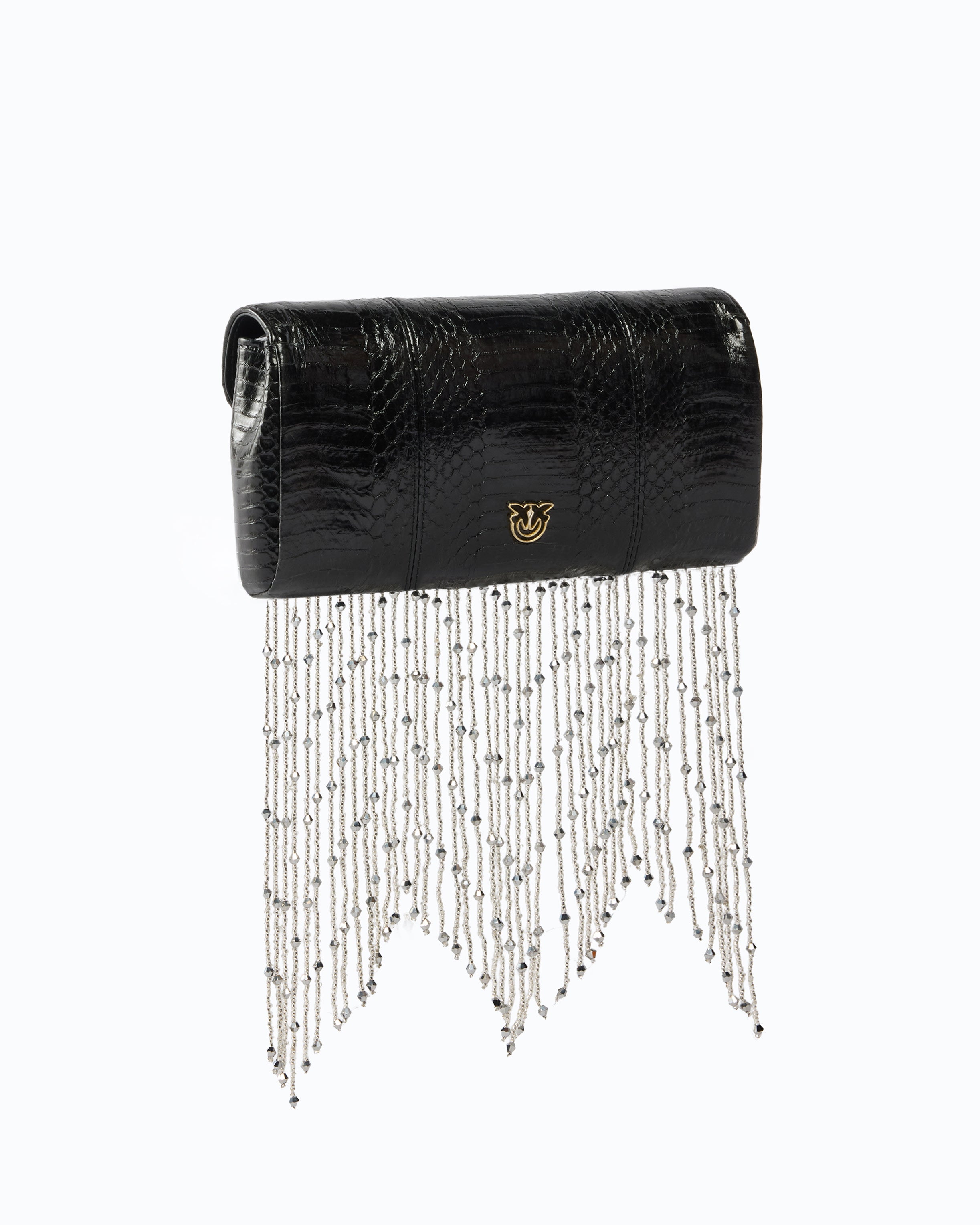 Pinko Love Bag Clutch kopertówka skóra ayers frędzle