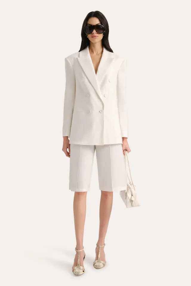 Elie Tahari Stella marynarka lniana Fresh Pearl oversize