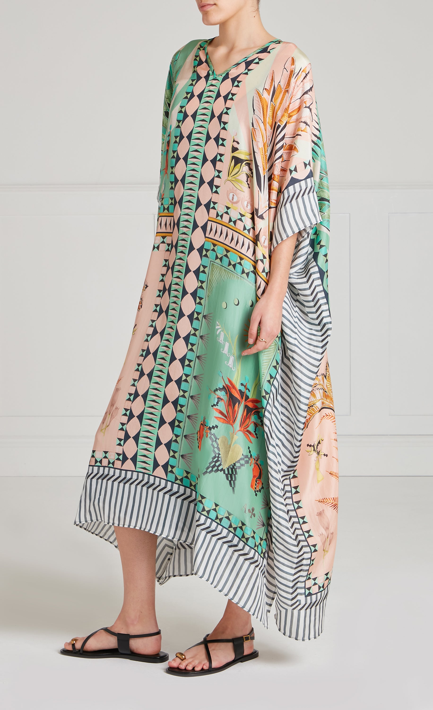 Temperley London Amber kaftan jedwabny Bellini Mix