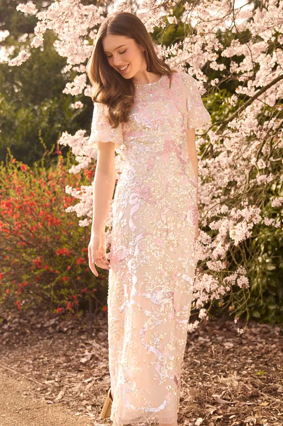 Needle & Thread Dancing Ribbon Gown sukienka cekinowa maxi