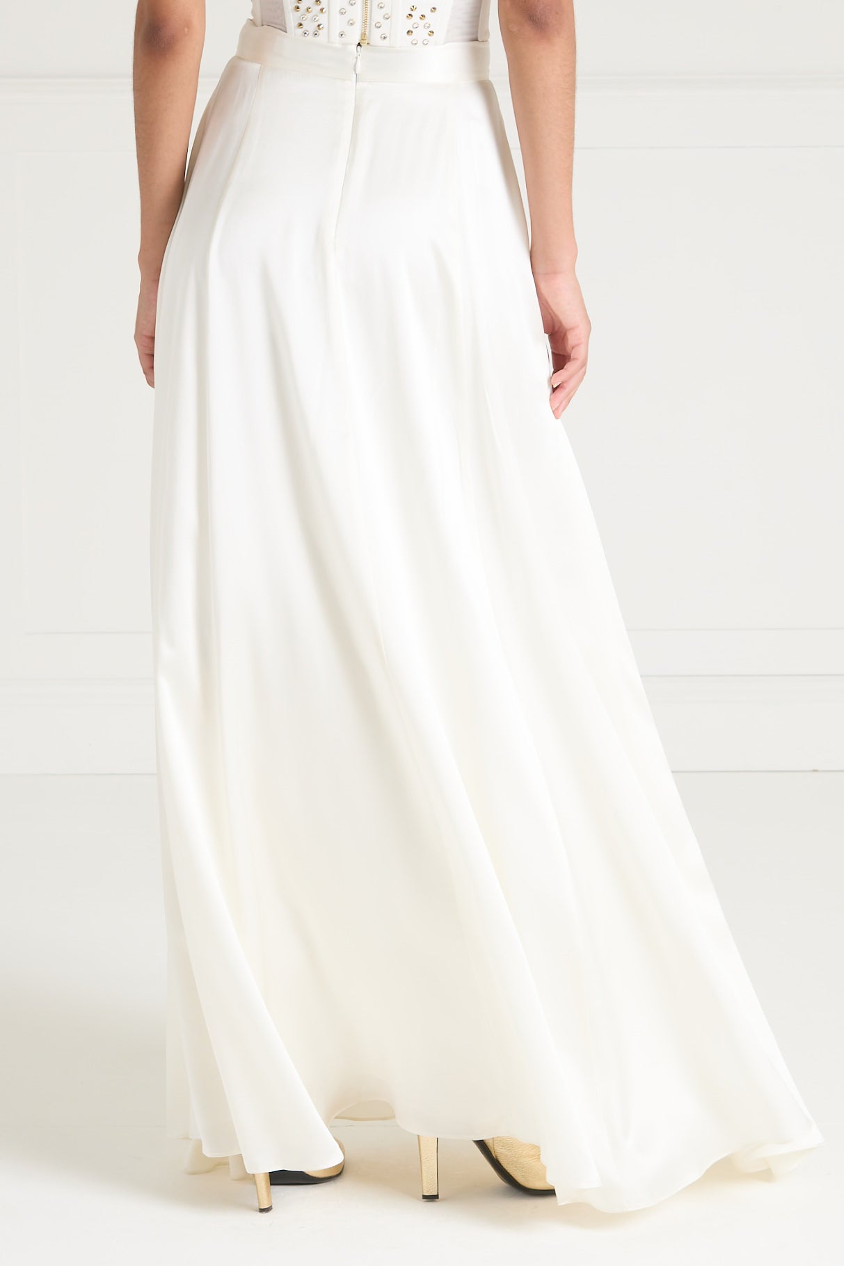 Temperley London Amerie spódnica satynowa ivory długa
