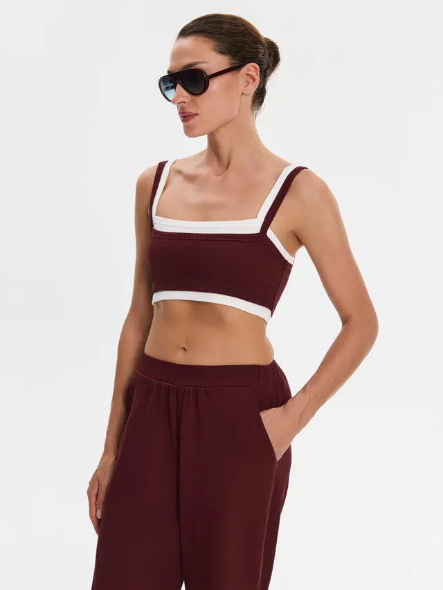 Nudyess Lisa top Burgund crop na ramiączkach