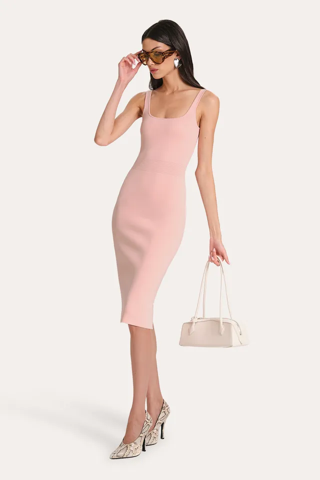 Elie Tahari Milano Mila sukienka midi dusty rose