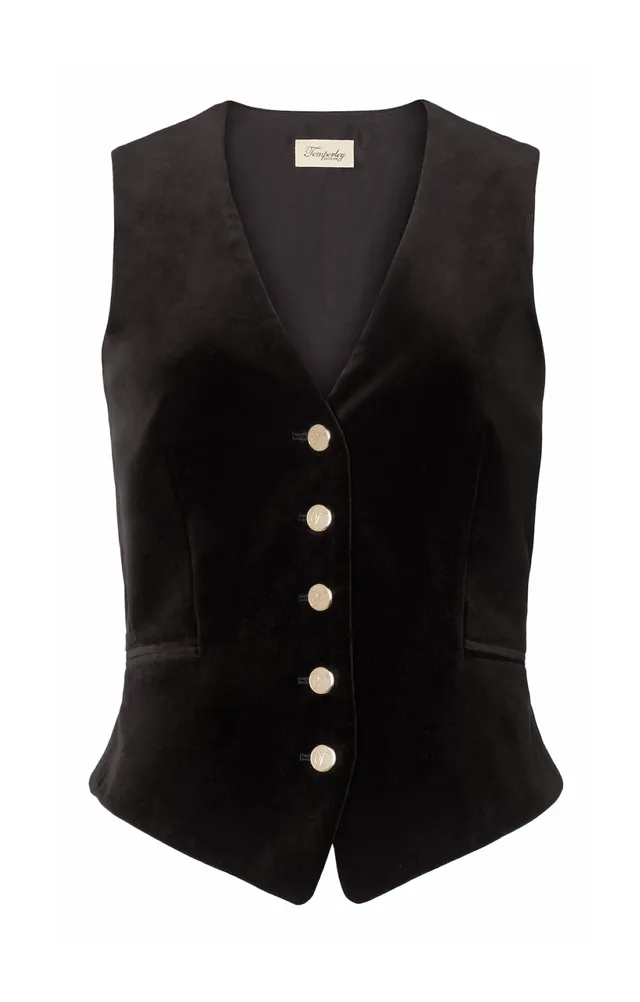 Temperley London Clove kamizelka welurowa czarna