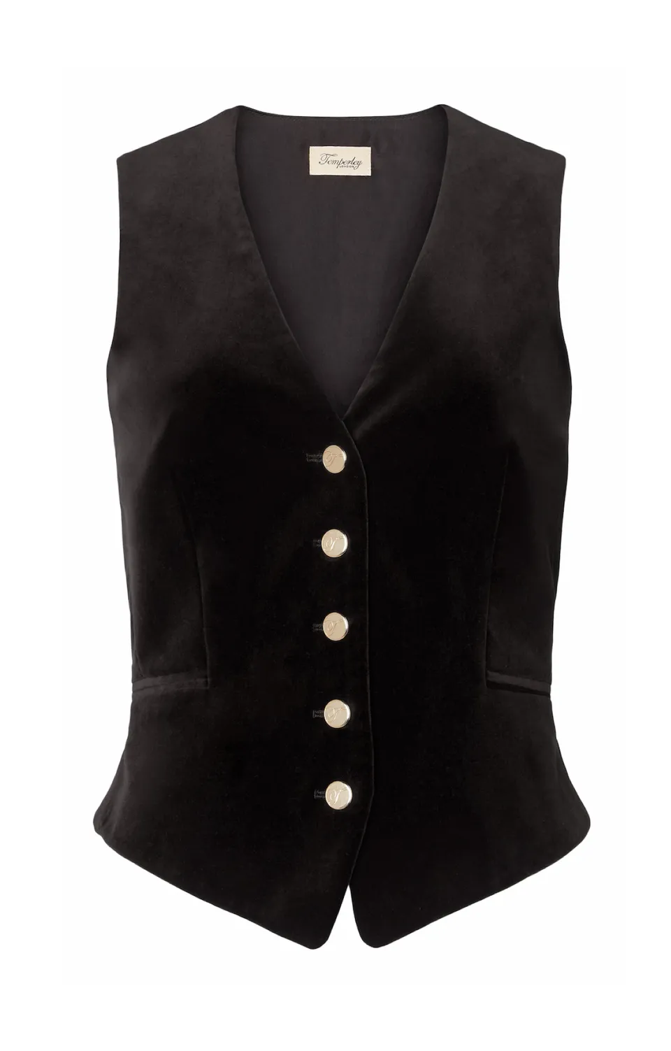 Temperley London Clove kamizelka welurowa czarna