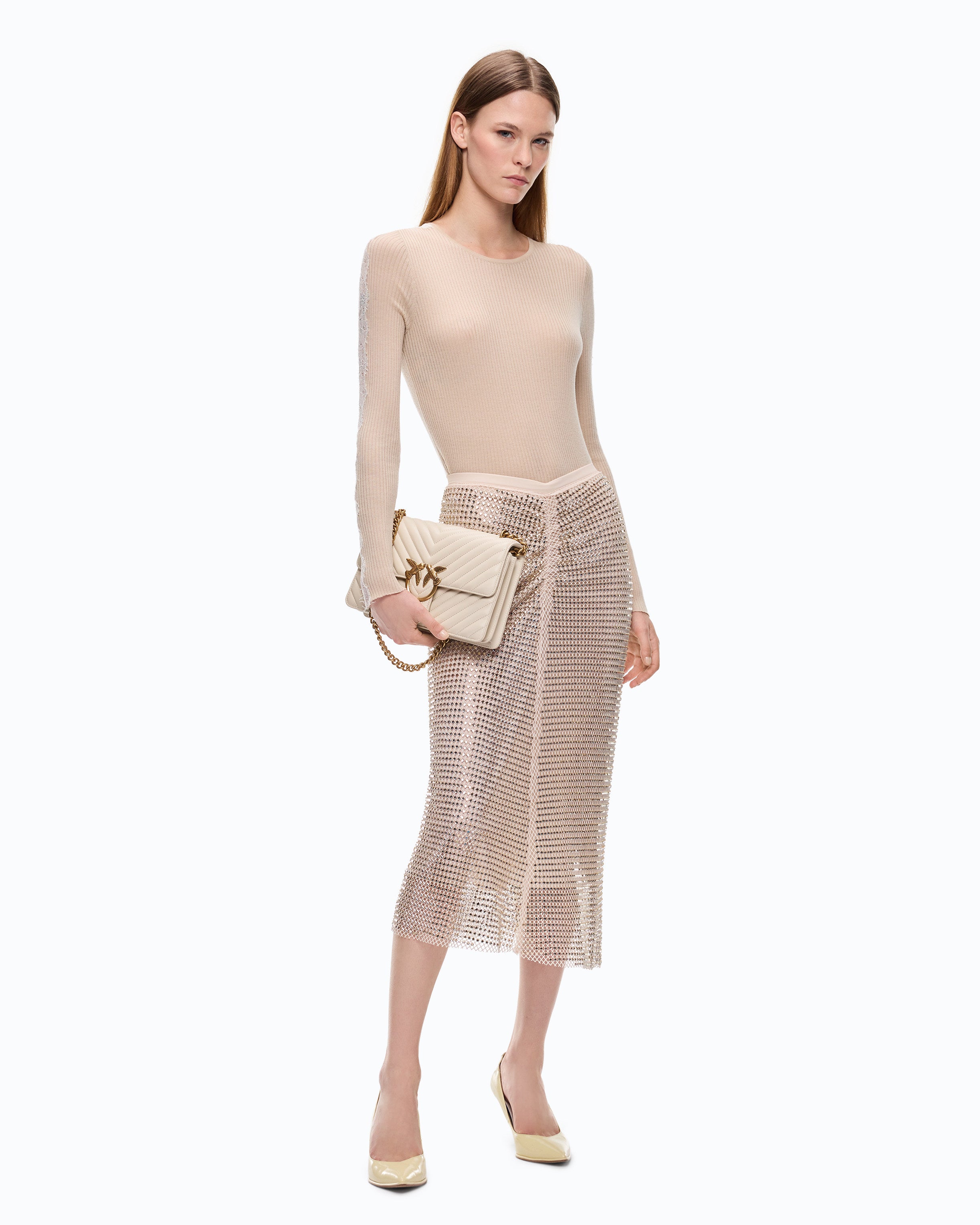 Pinko Copenaghen Sweater sweter beżowy wełniany