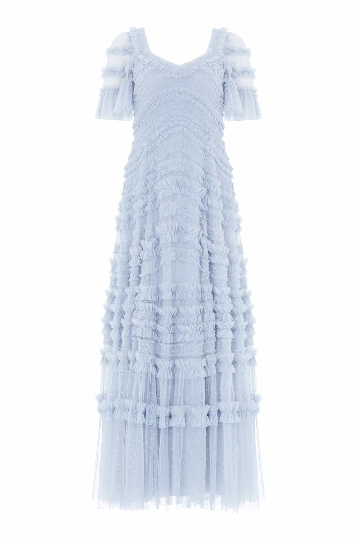 Needle & Thread Amara Ruffle Gown sukienka wieczorowa niebieska tiulowa