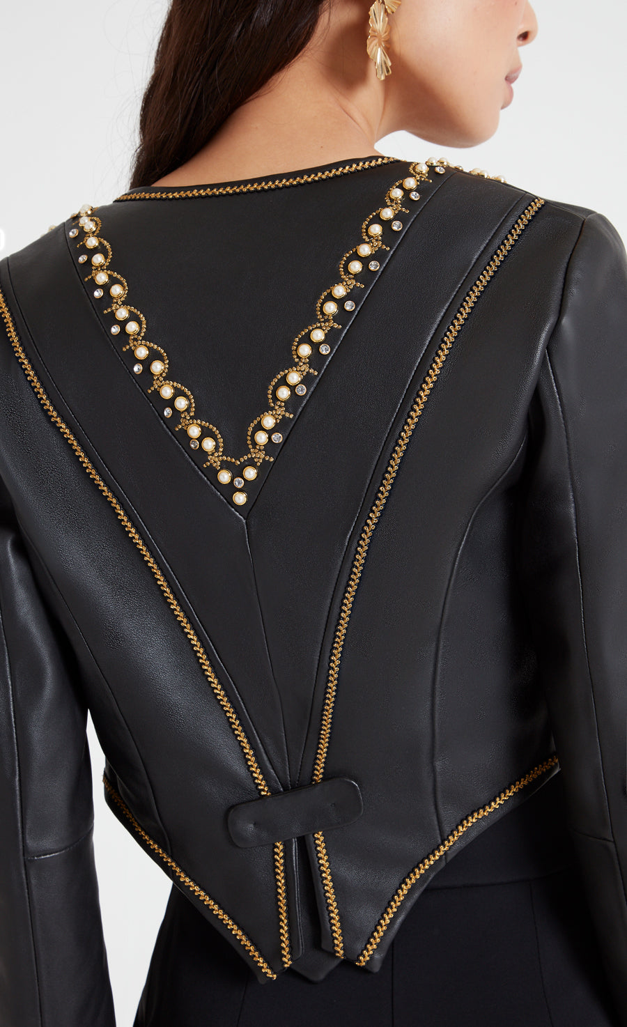 Temperley London Salerno Cropped Jacket kurtka skórzana czarna
