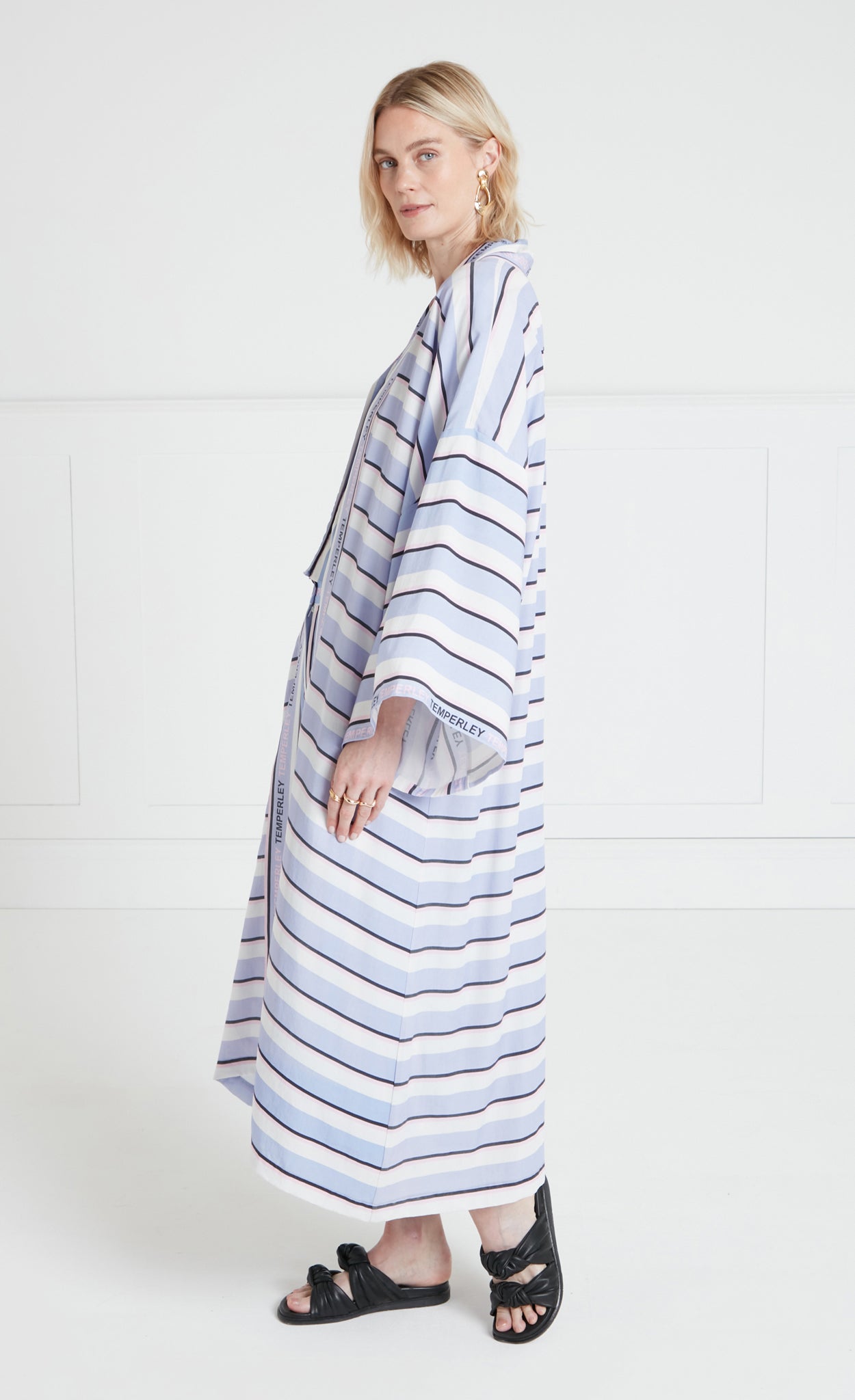 Temperley London Dominique kimono blue mix lyocell
