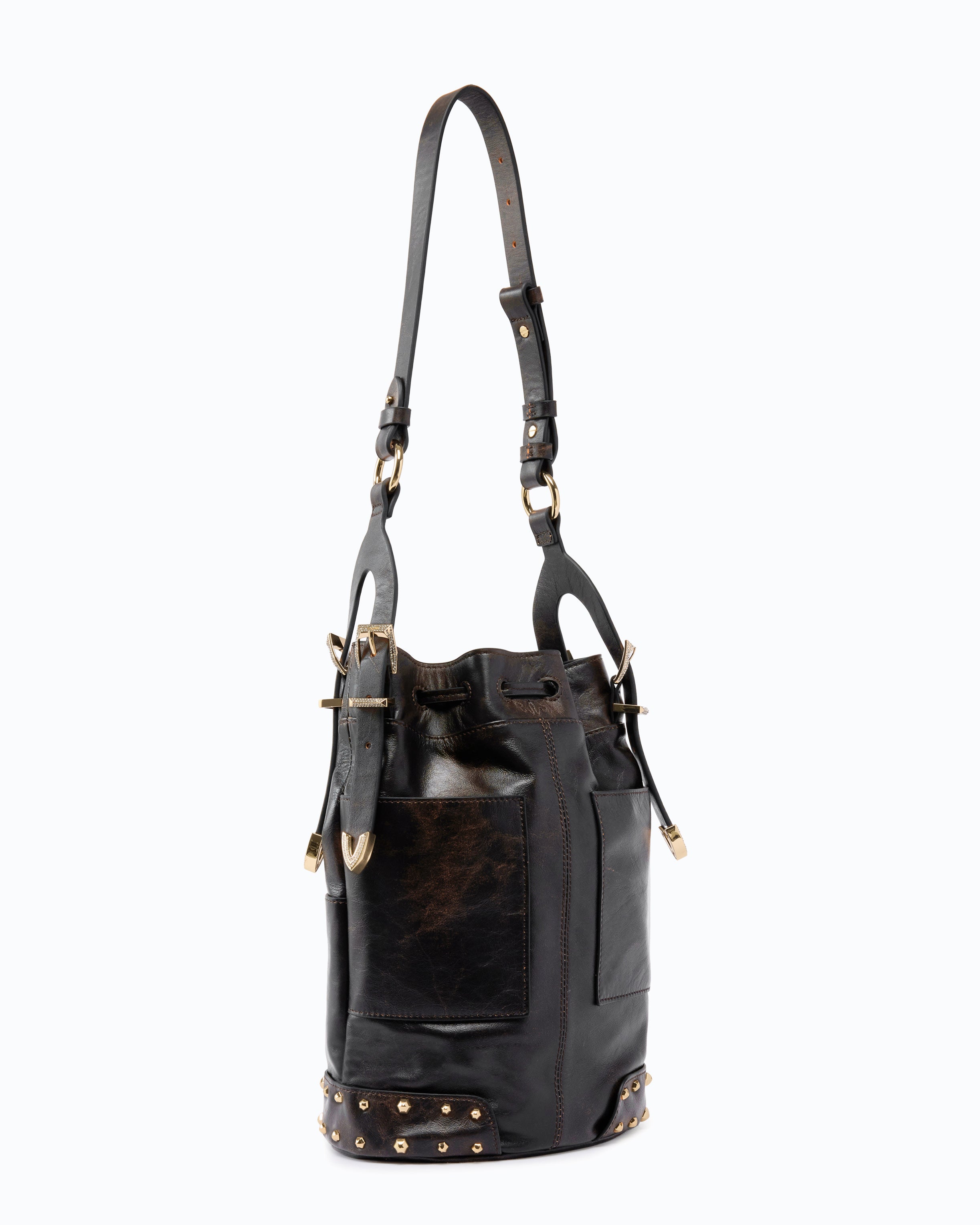 Pinko Bucket Mini Patch torebka skórzana ćwieki