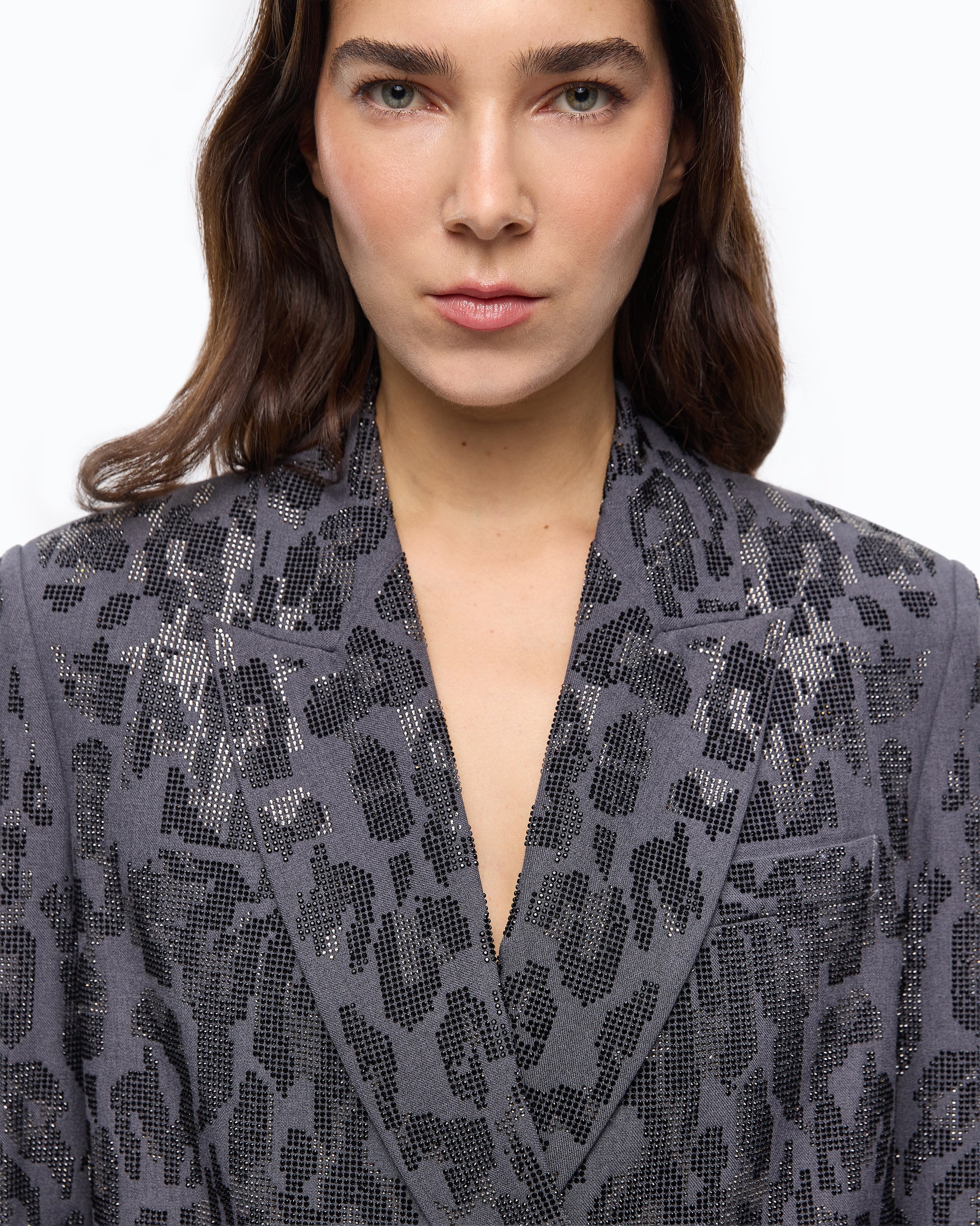 Pinko Jaguar Jacket żakiet szary kryształki