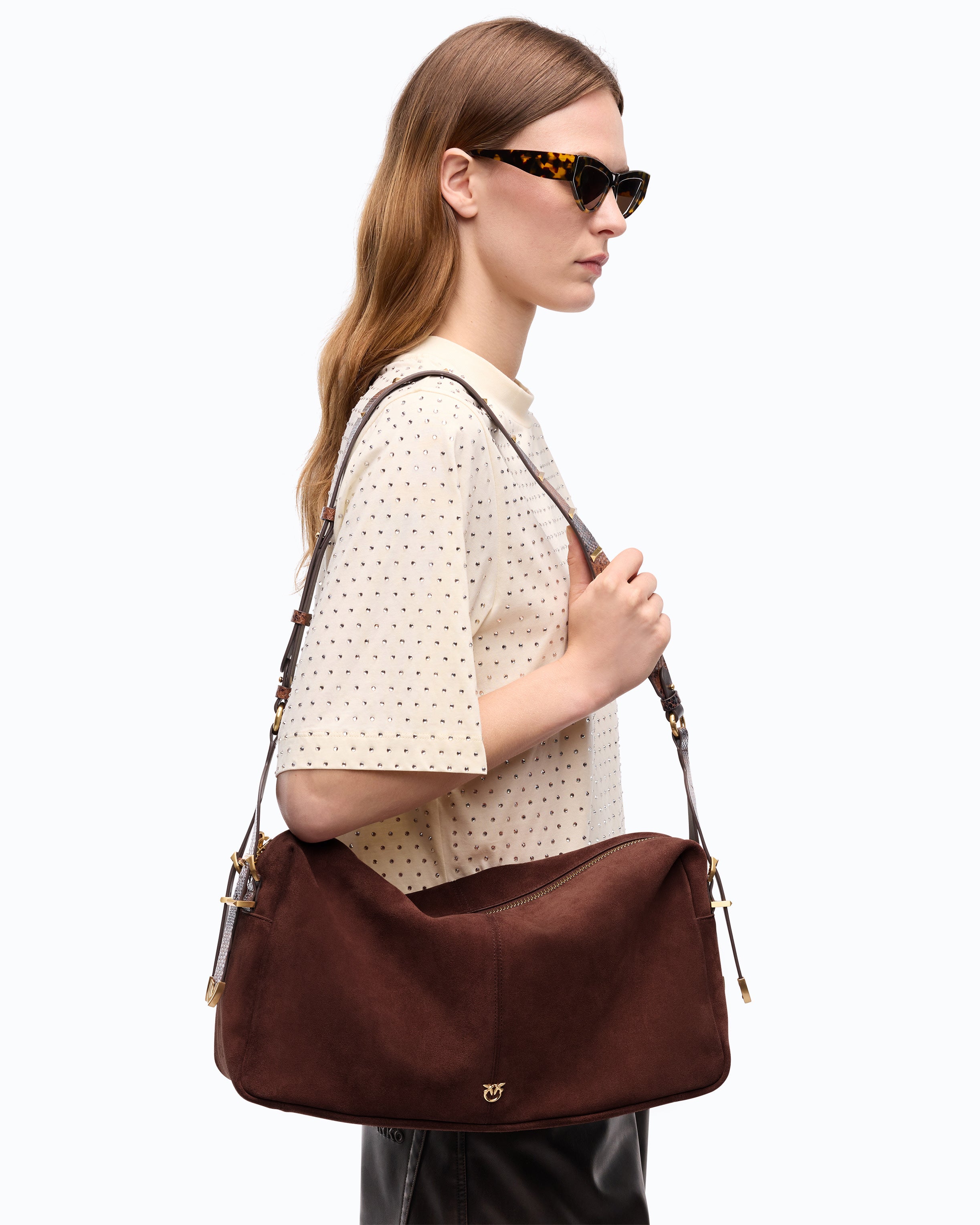 Pinko Keeper Bag 24 Big torebka zamszowa spray