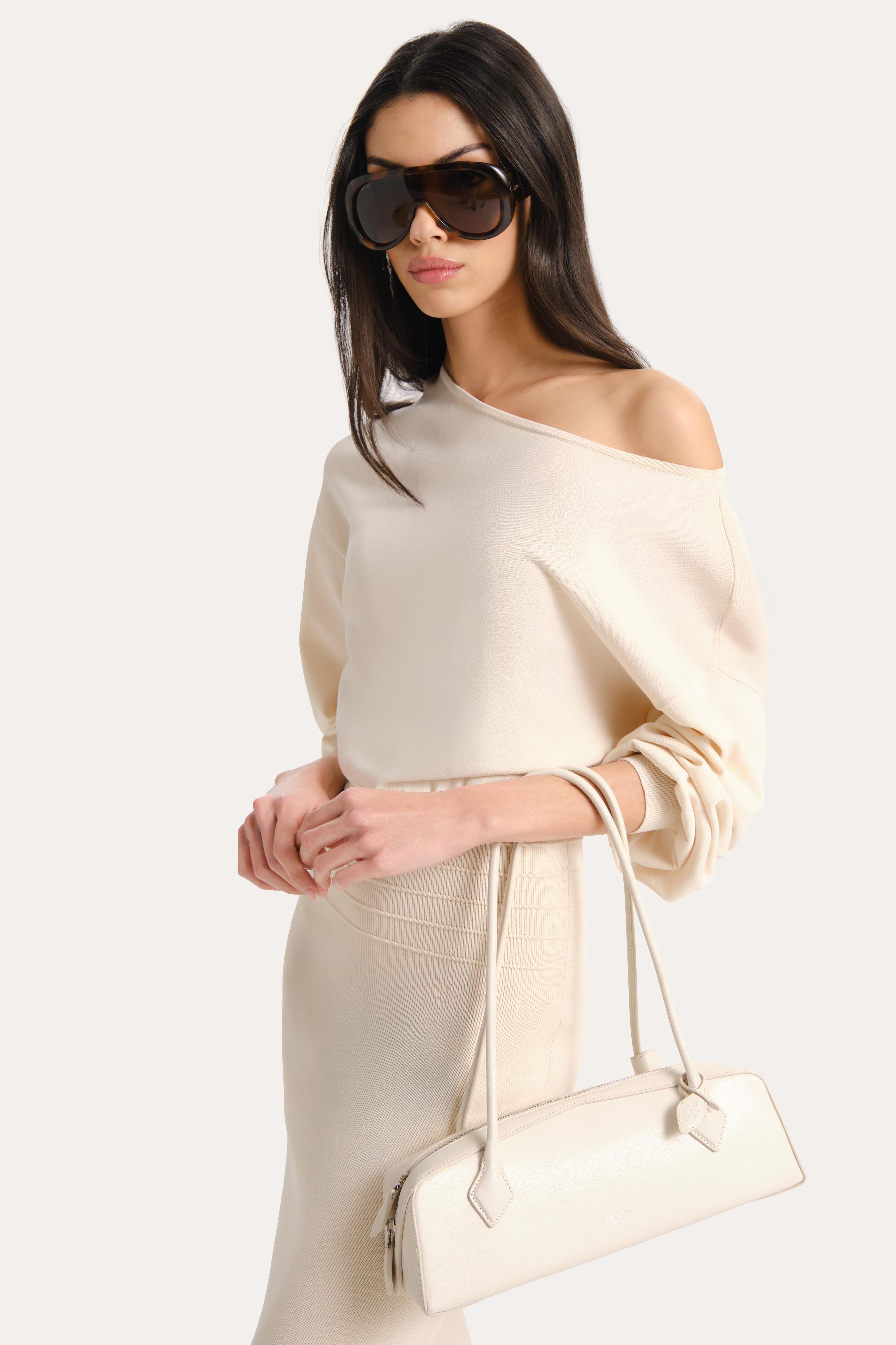 Elie Tahari Milano Yara sukienka midi Ivory dzianinowa