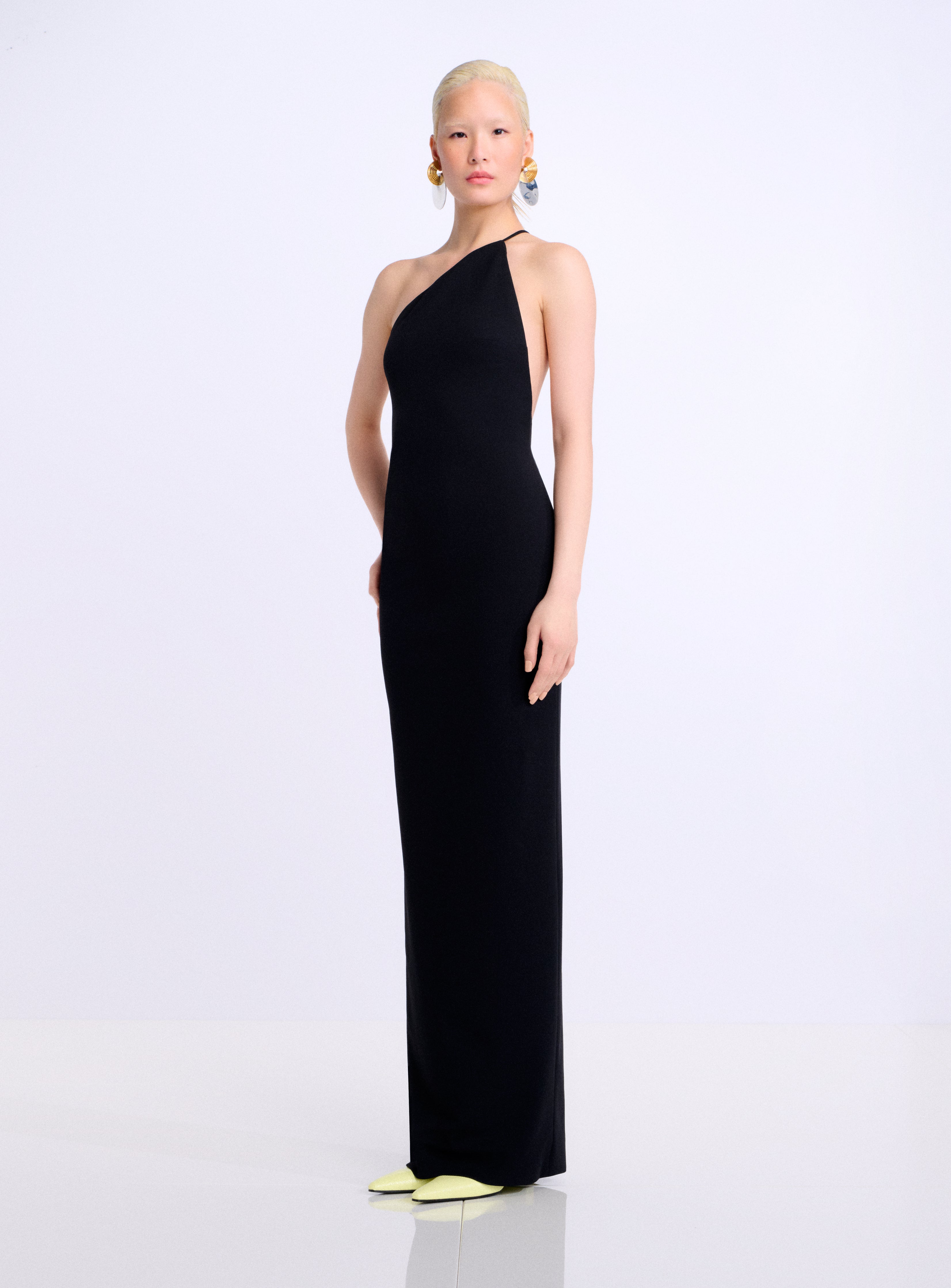 Solace London Alexandra sukienka wieczorowa maxi czarna bez rękawów