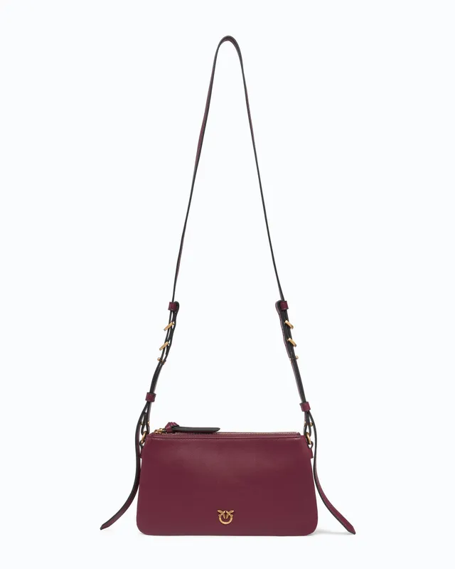 Pinko Double Mini torebka brązowa skórzana