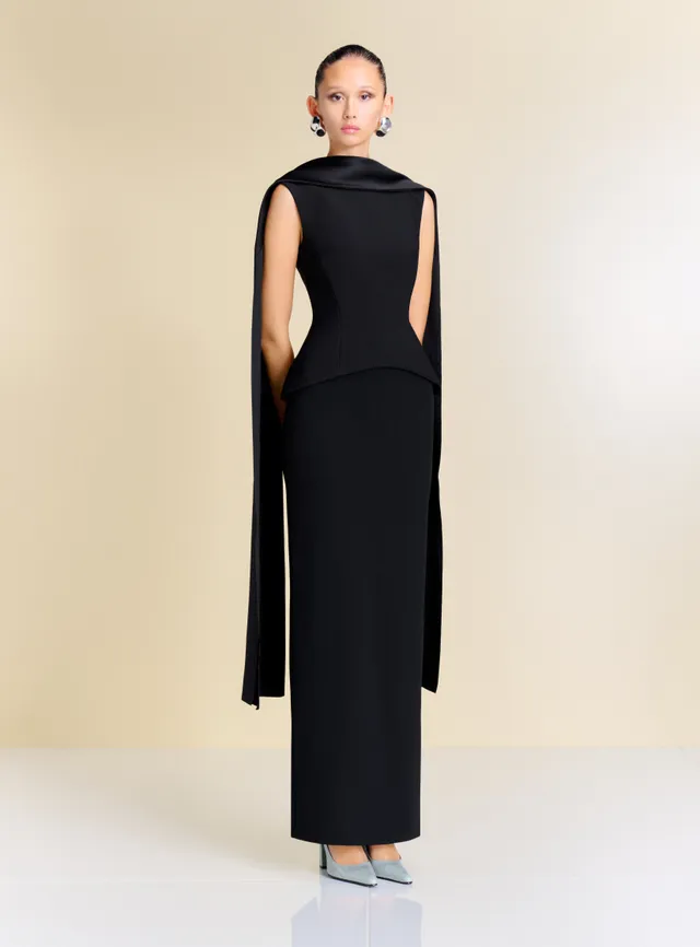 Solace London Annie sukienka wieczorowa maxi czarna