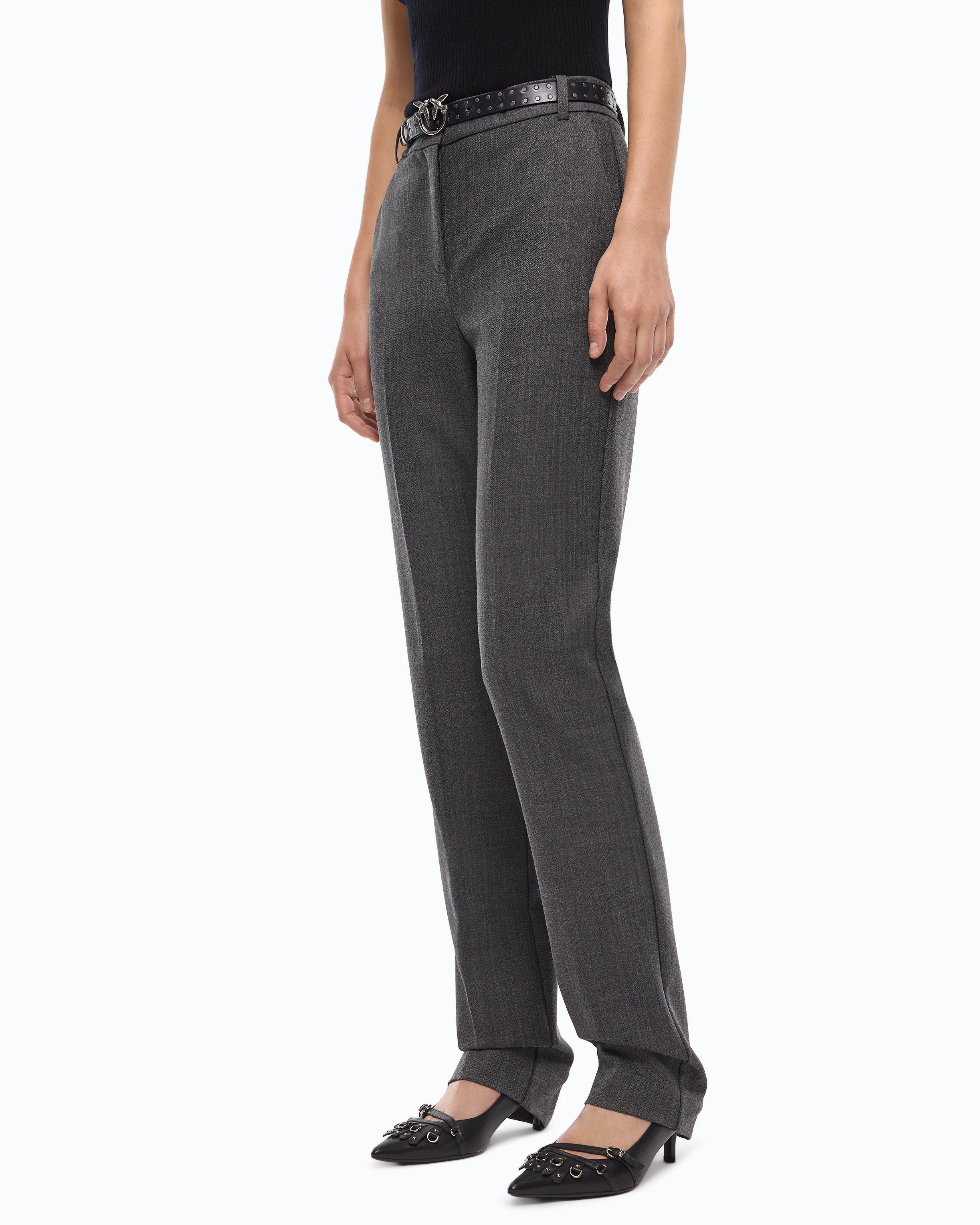 Pinko Pleione Pants spodnie cygaretki wełna szare