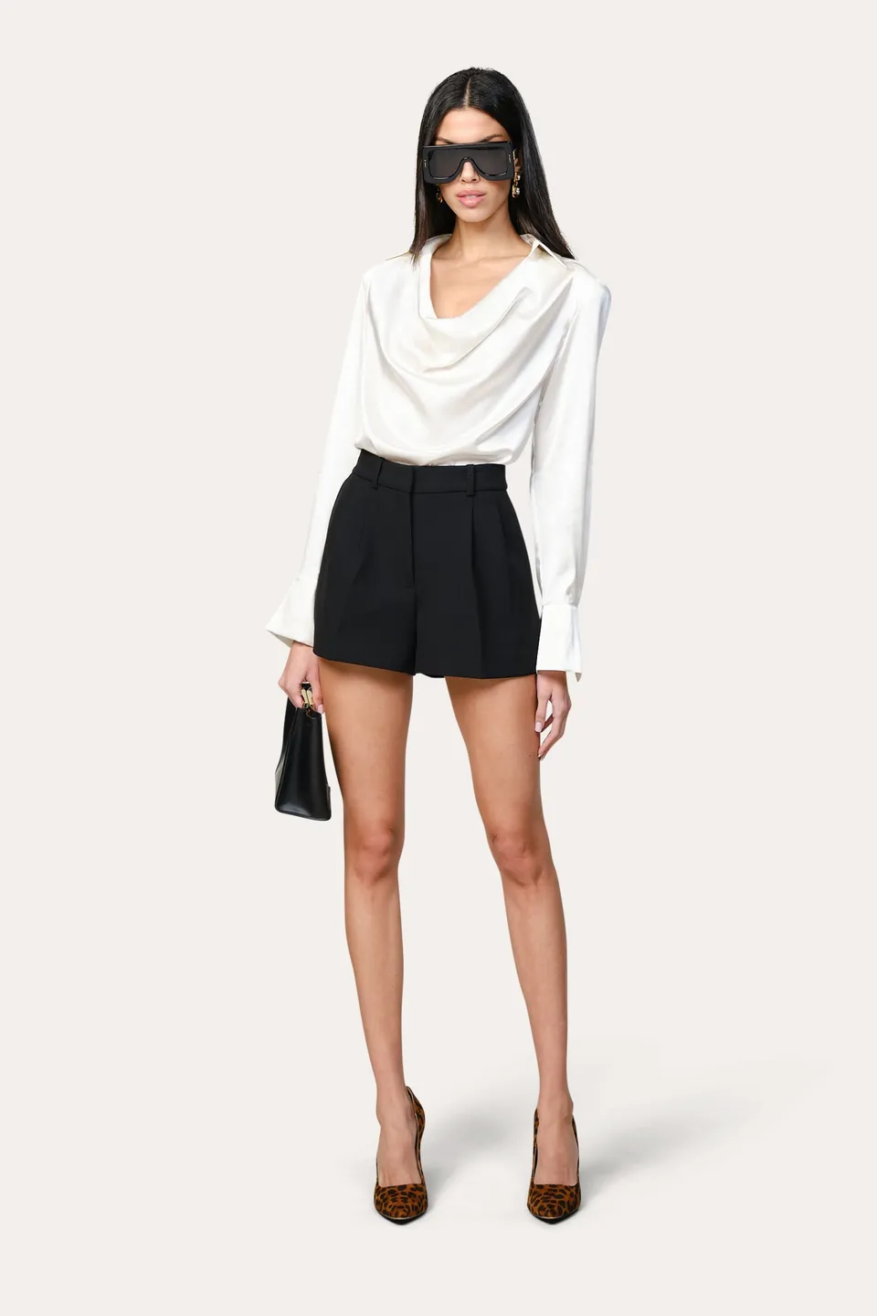 Elie Tahari Silk Draped bluzka Fresh Pearl