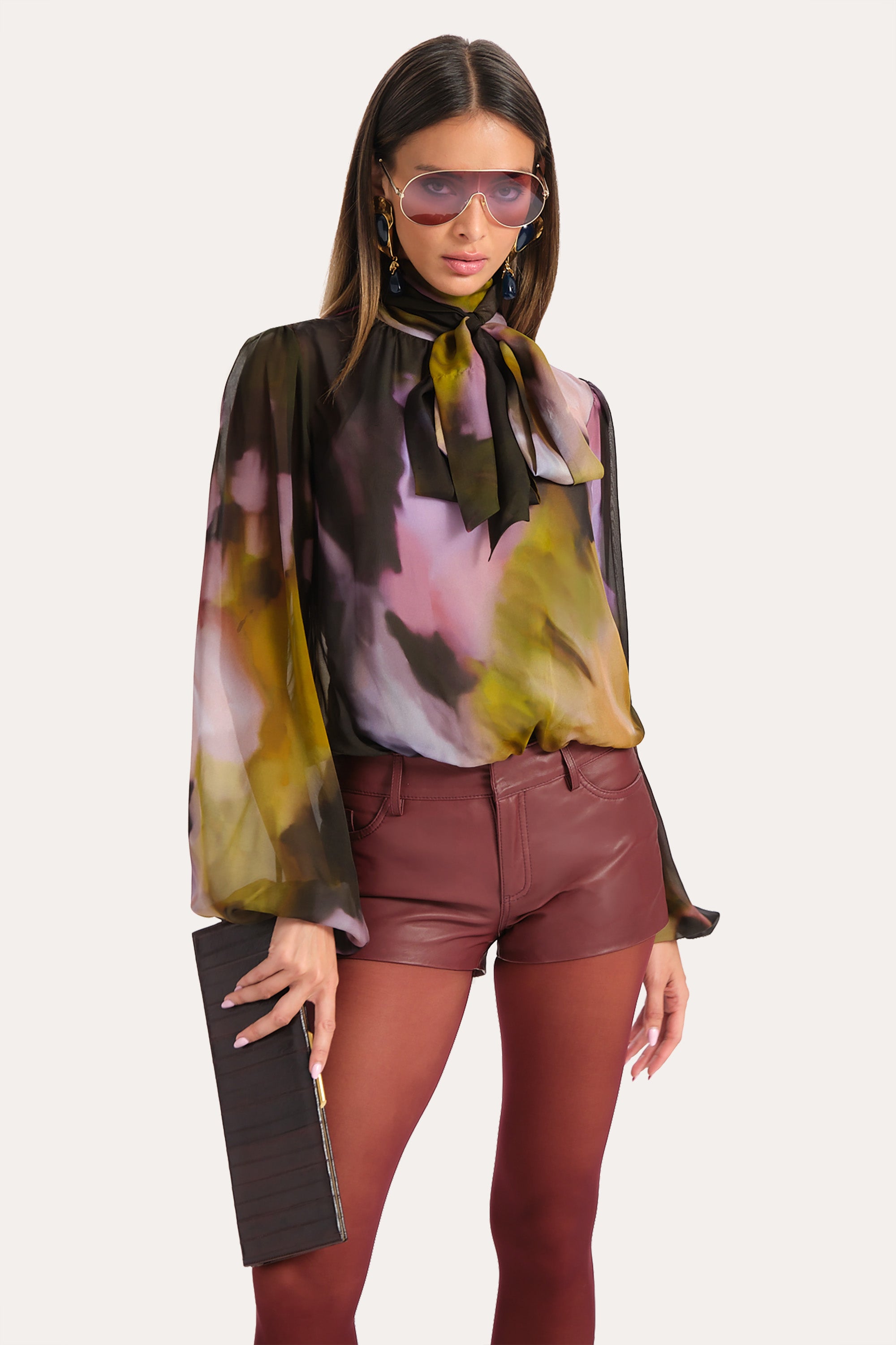 Elie Tahari Blake szorty Jester Red skórzane