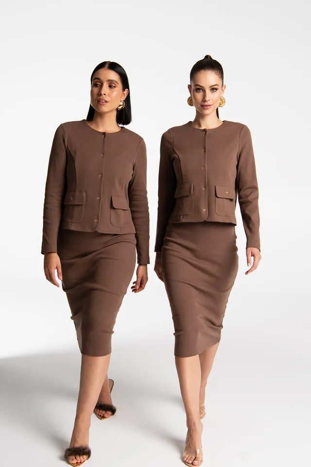 Nudyess Tremity spódnica midi chocolate XS/S prążek