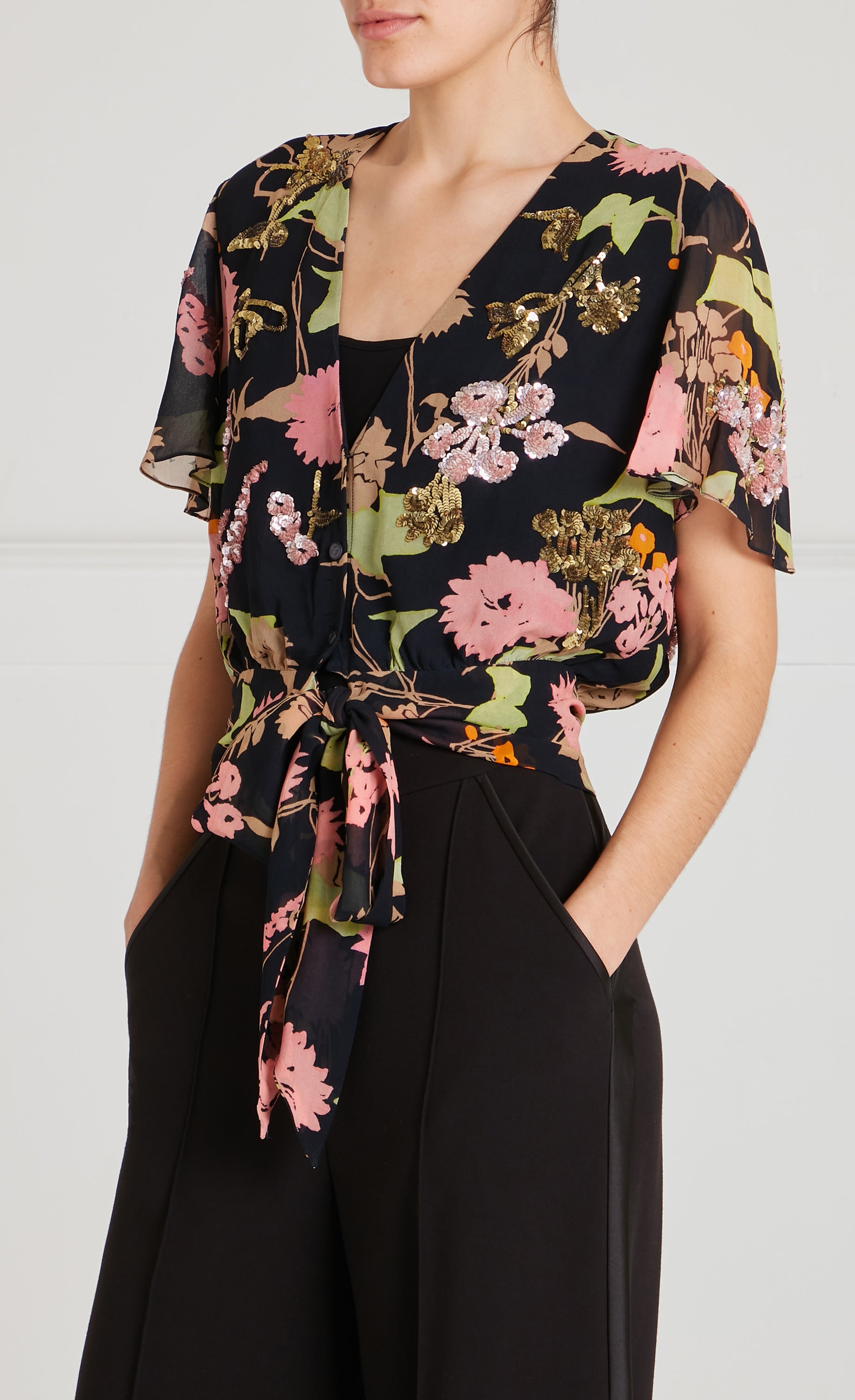 Temperley London Maisie bluzka z cekinami Black Mix