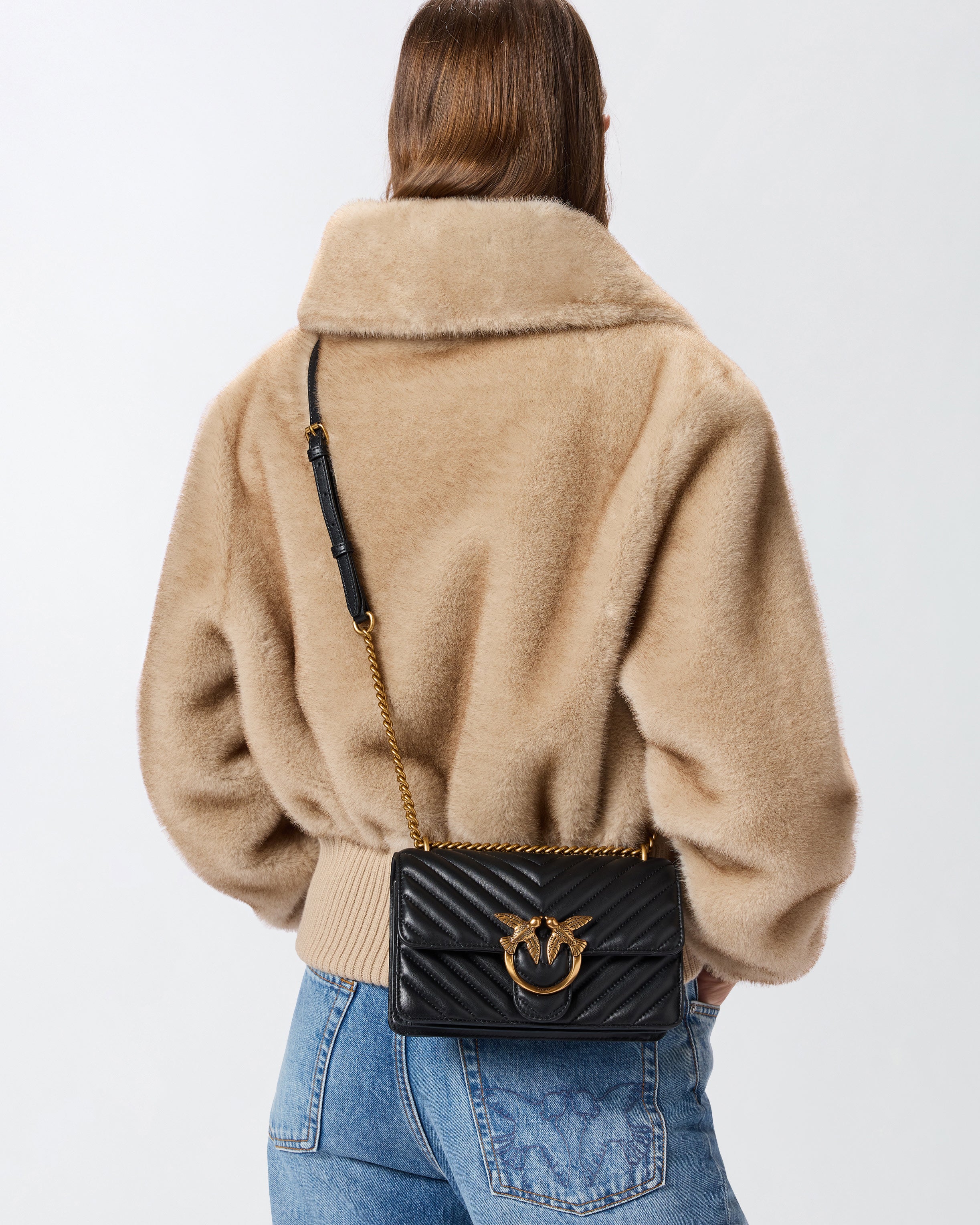 Pinko Love One Mini torebka czarna chevron