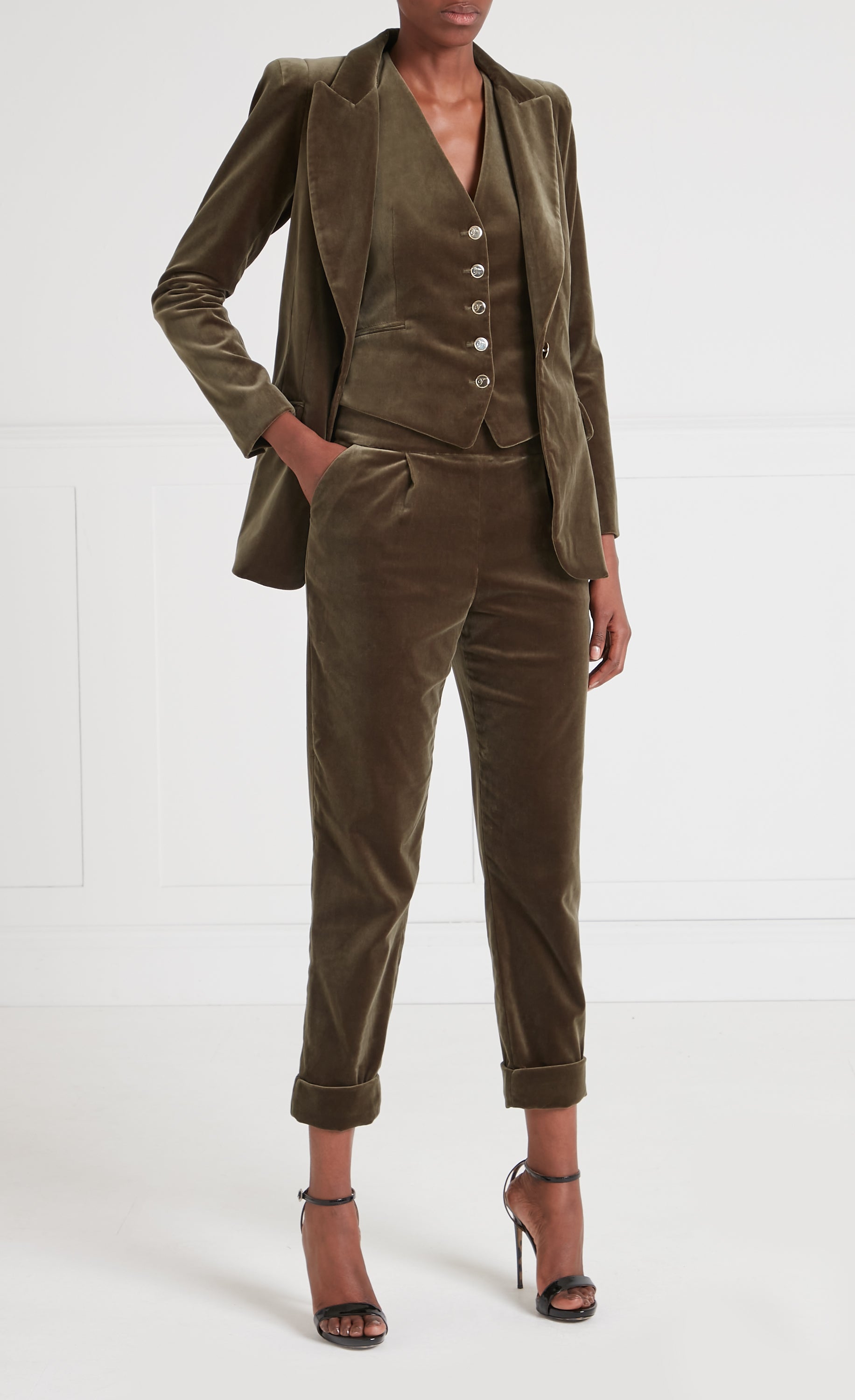 Temperley London Clove marynarka aksamitna Militare taliowana