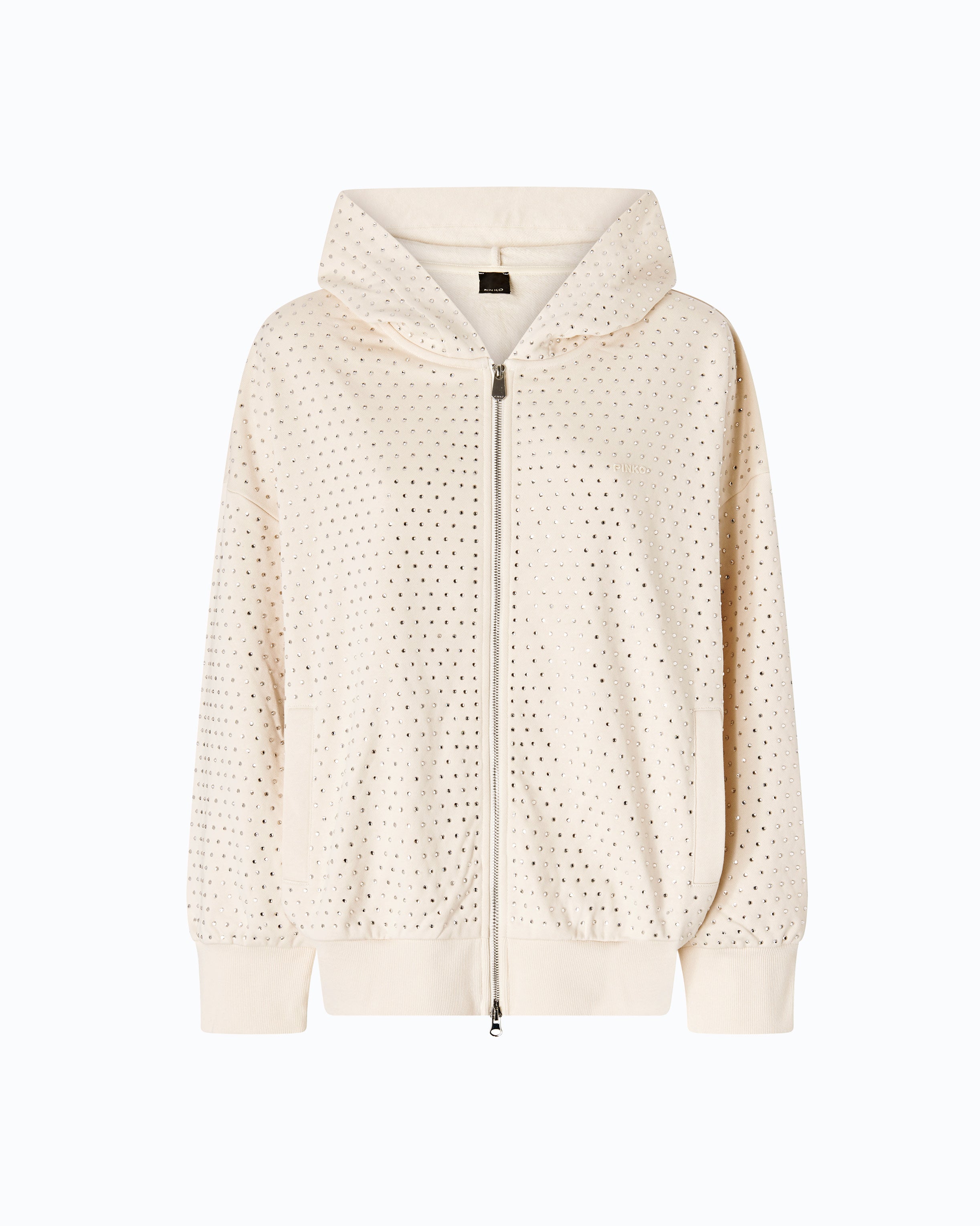 Pinko Lugano Sweater bluza beżowa w kryształki