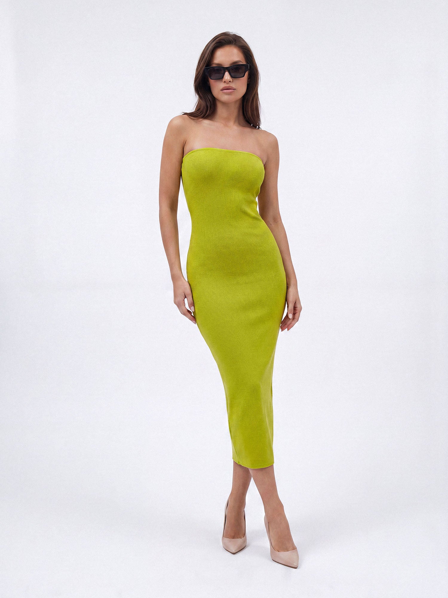 Nudyess Melrose sukienka midi Lime tuba