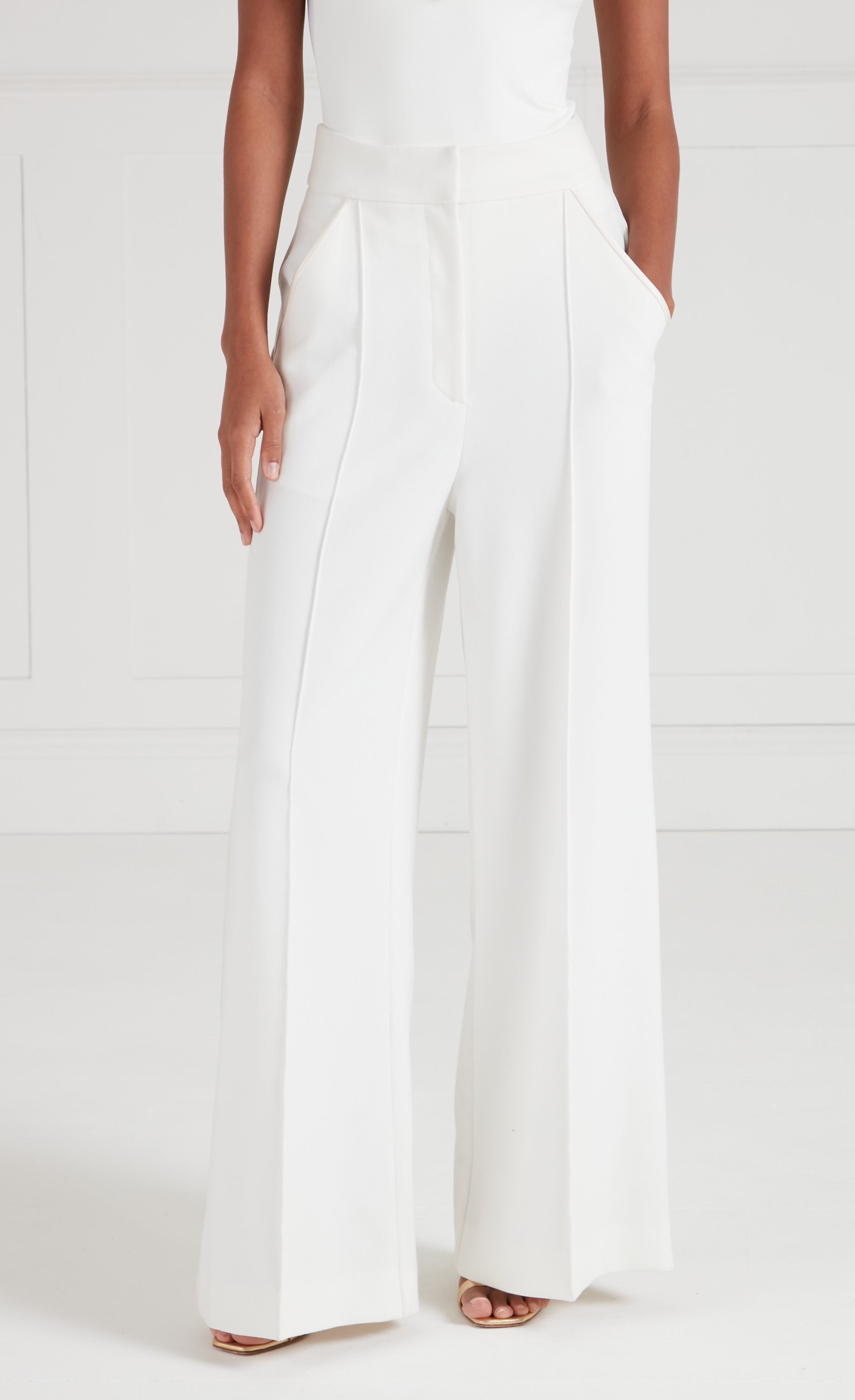Temperley London Nyx Trousers spodnie ecru wełna