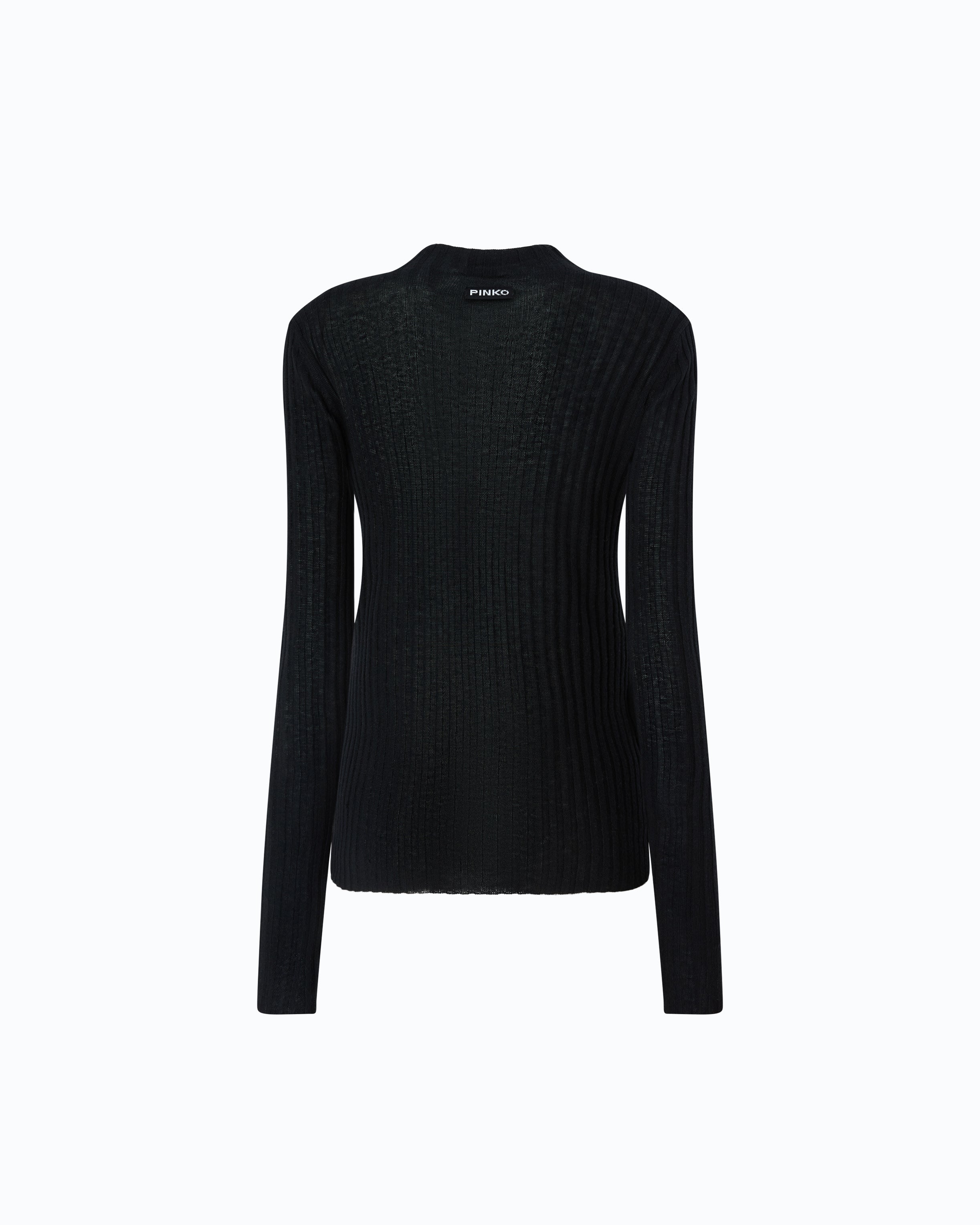 Pinko Muggito Sweater sweter czarny wełniany półprzezroczysty