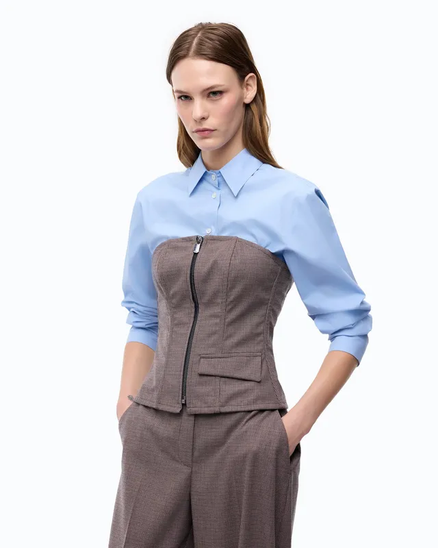 Pinko Cannubi top gorsetowy beżowy z zamkiem