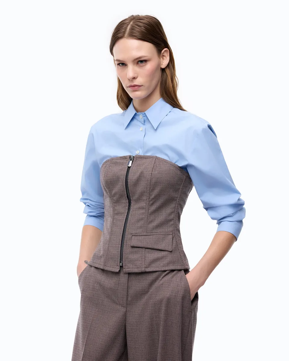 Pinko Cannubi top gorsetowy beżowy z zamkiem